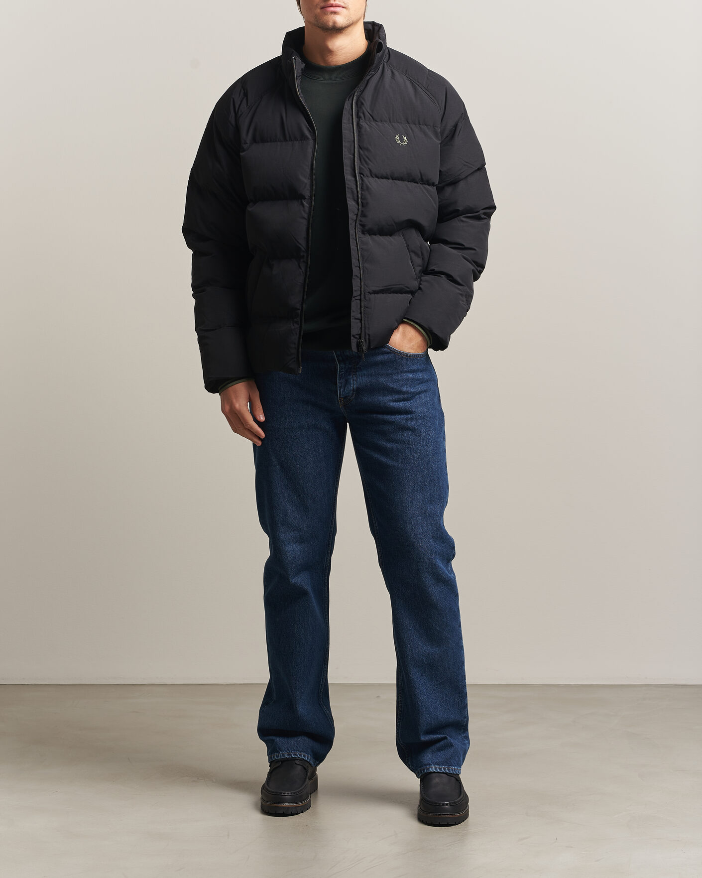 Homme | Manteaux Et Vestes | Fred Perry | Raglan Sleeve Padded Jacket Black