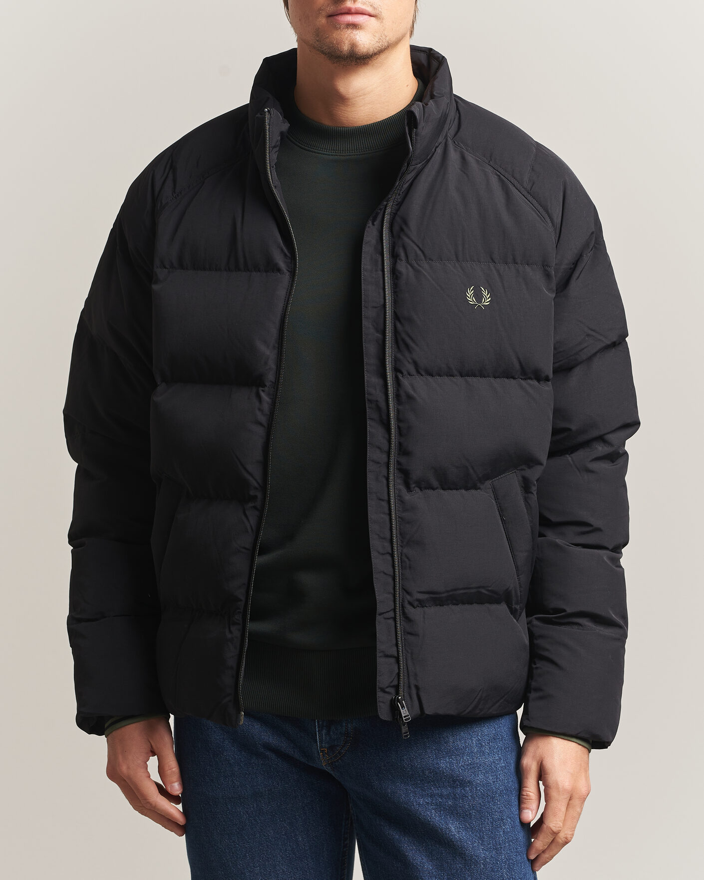 Homme | Manteaux Et Vestes | Fred Perry | Raglan Sleeve Padded Jacket Black