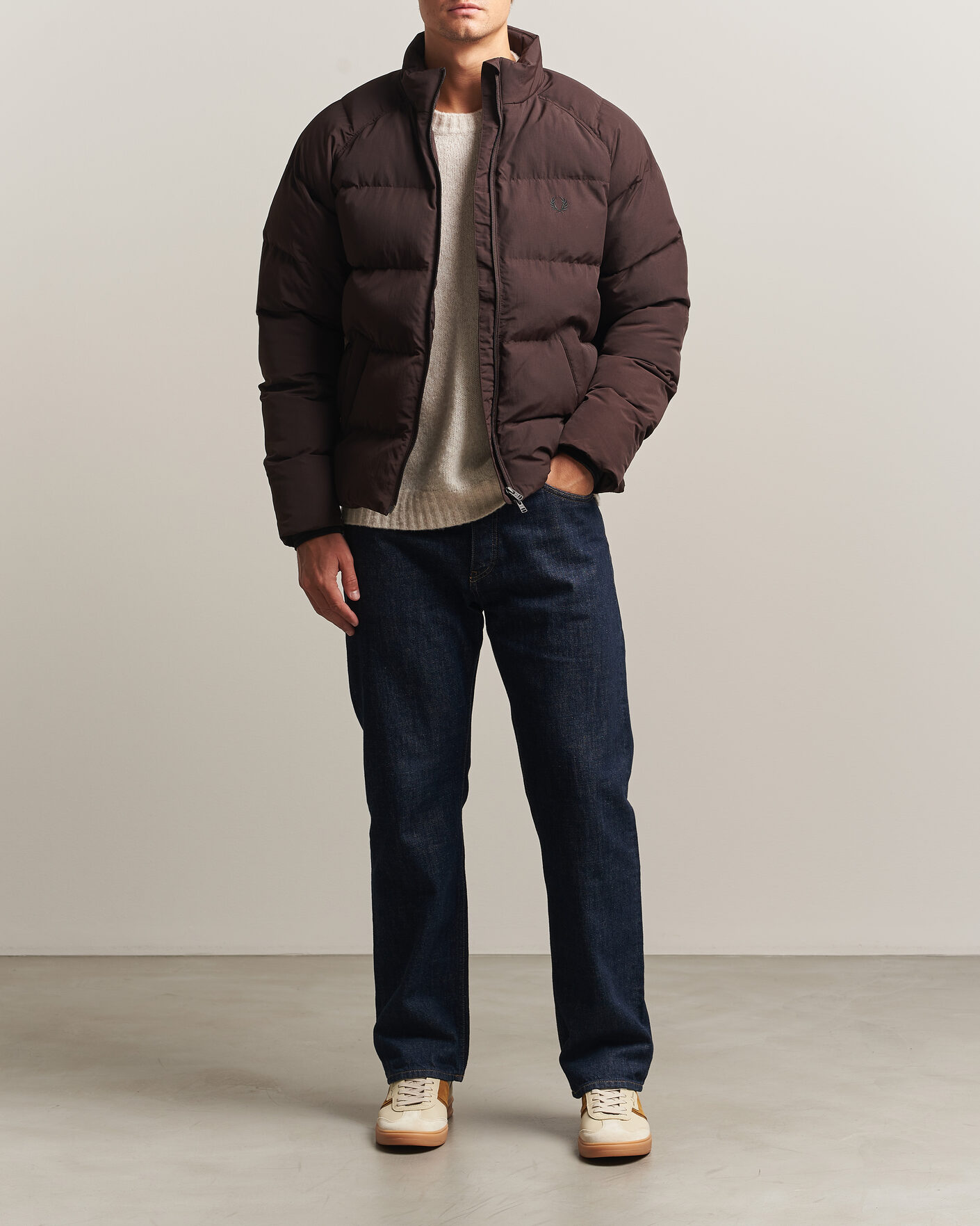 Homme | Manteaux Et Vestes | Fred Perry | Raglan Sleeve Padded Jacket Rich Brown
