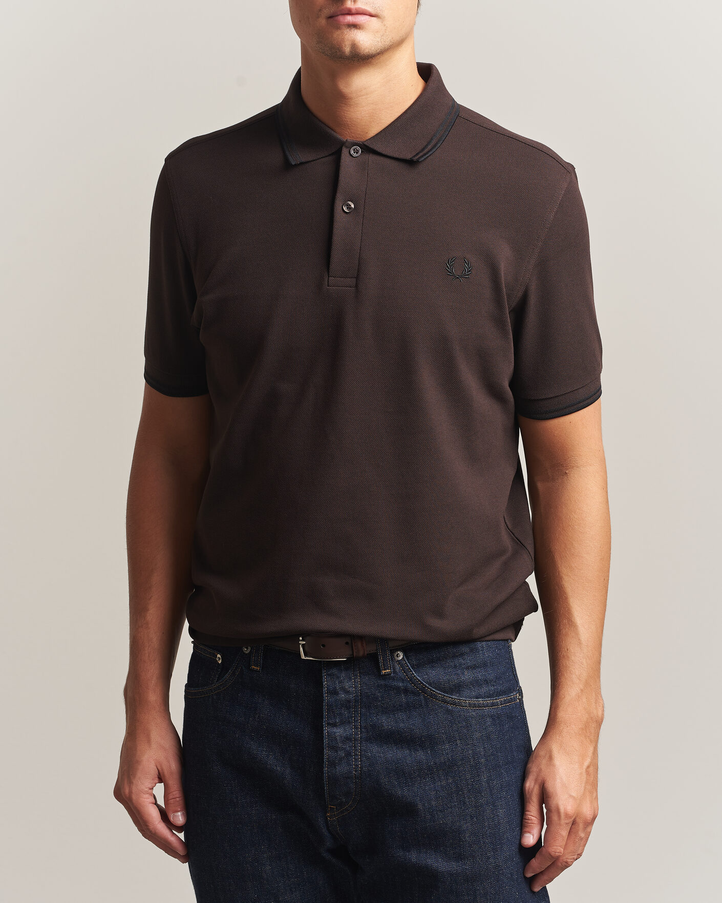 Homme | Polos | Fred Perry | Twin Tipped Polo Shirt Rich Brown