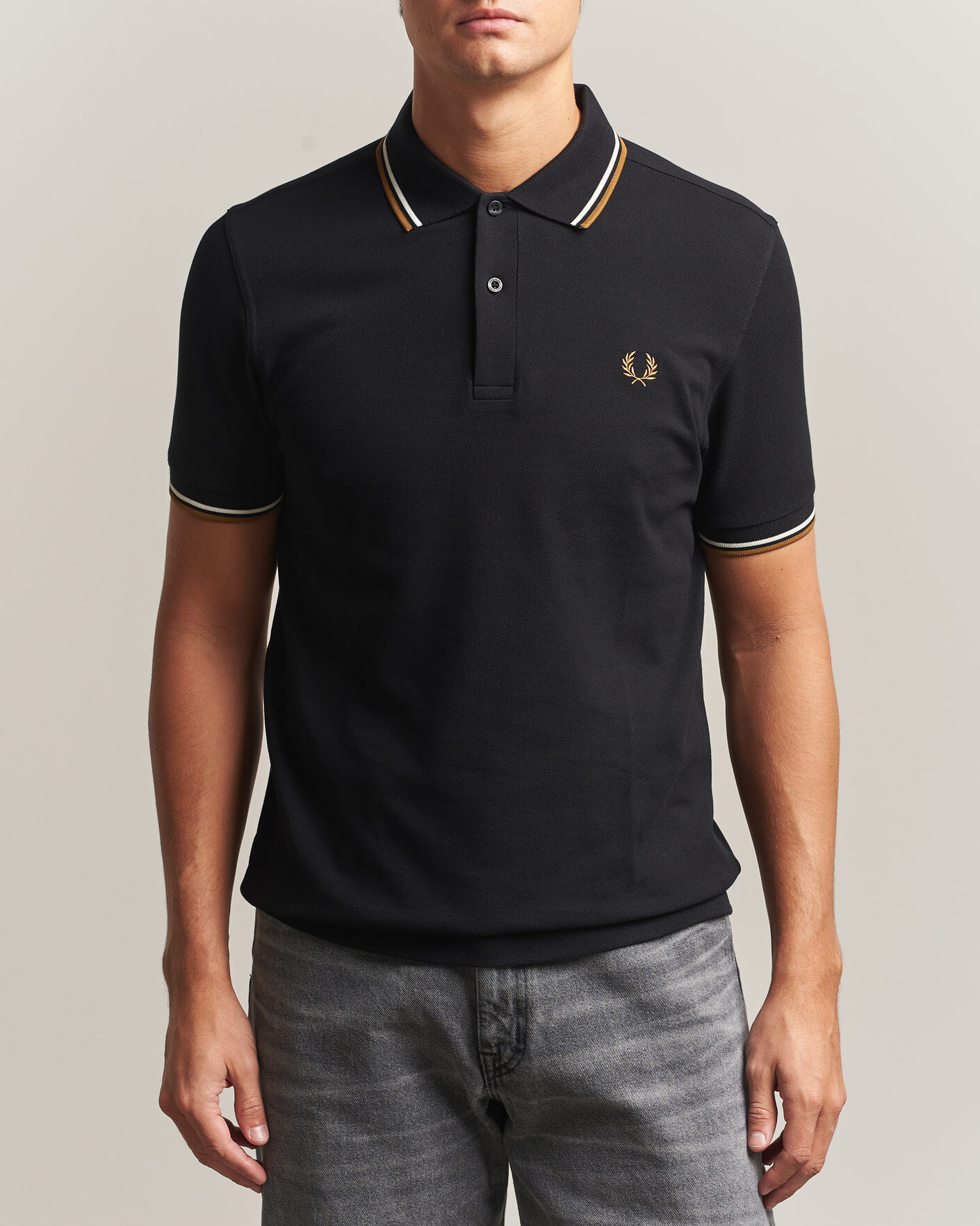 Homme | Polos | Fred Perry | Twin Tipped Polo Shirt Black