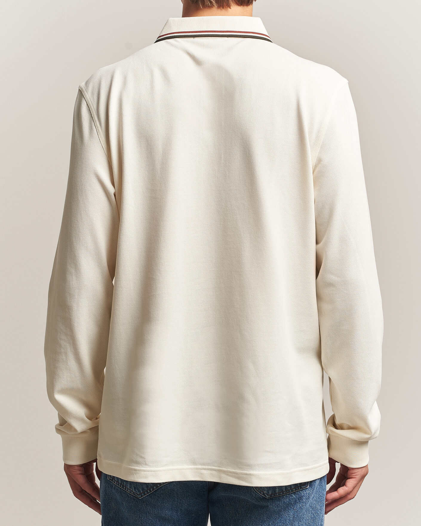 Homme | Polos | Fred Perry | Twin Tipped Long Sleeve Polo Shirt Ecru