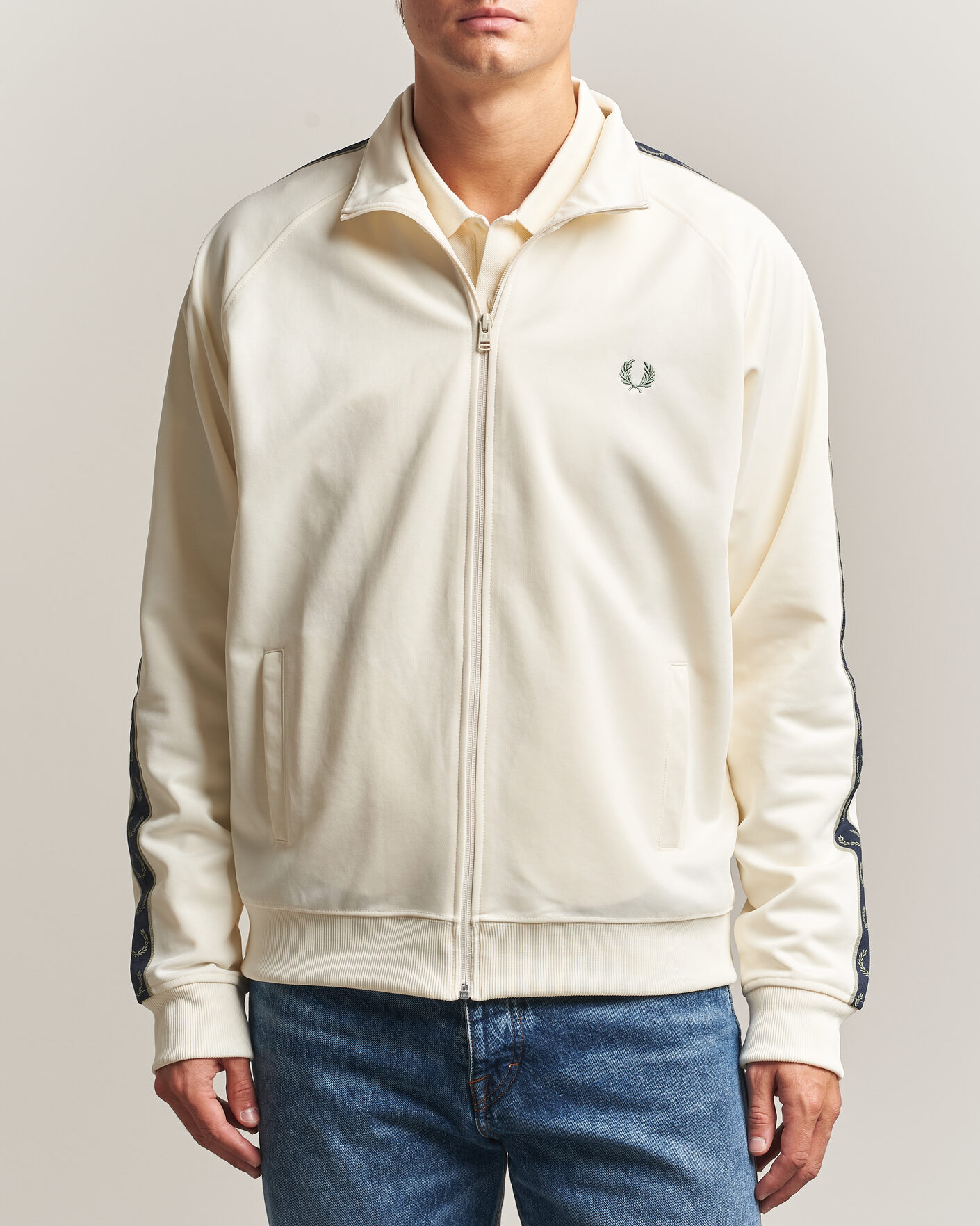 Homme | Pulls Et Tricots | Fred Perry | Taped Track Jacket Ecru