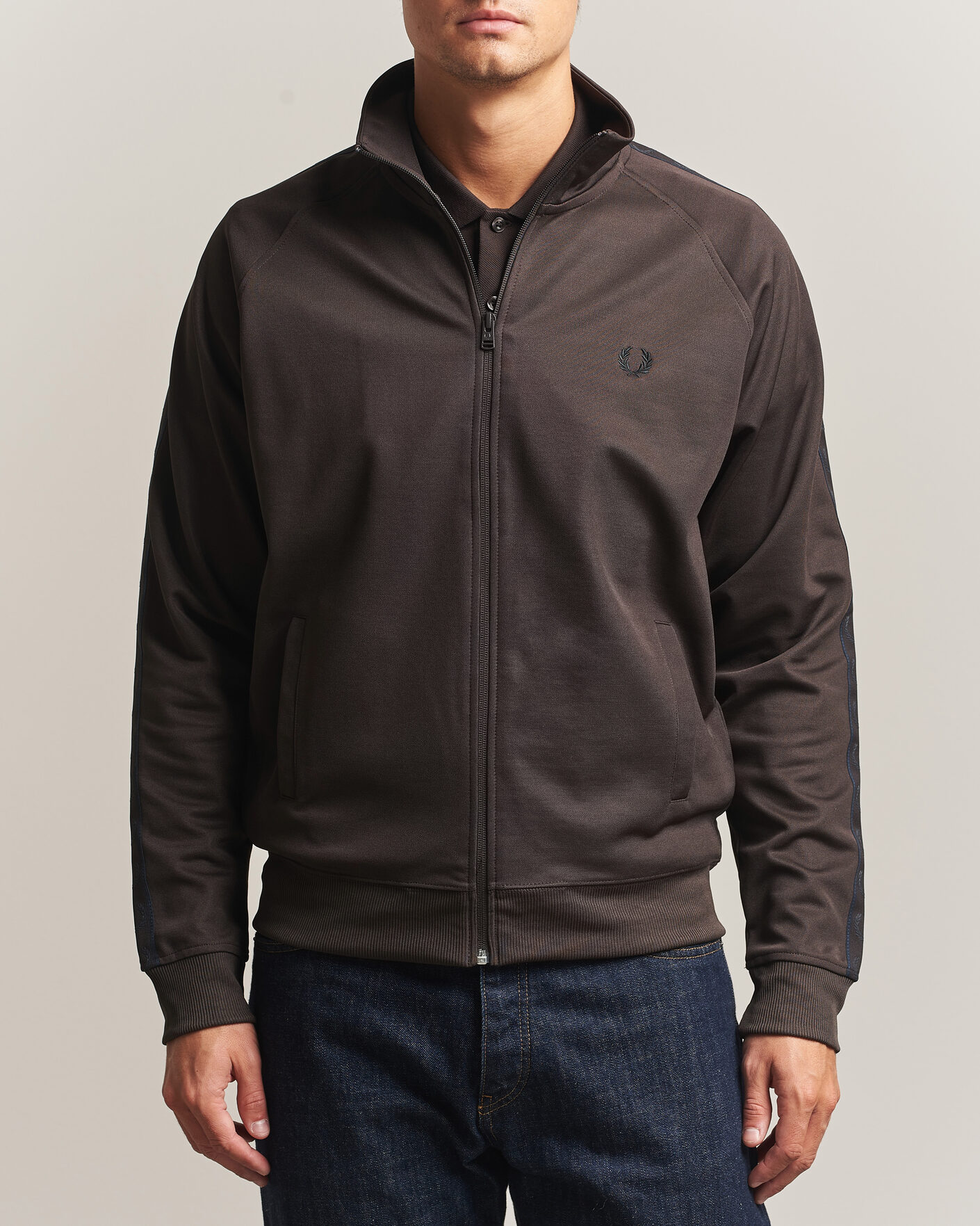 Homme | Pulls Et Tricots | Fred Perry | Taped Track Jacket Rich Brown