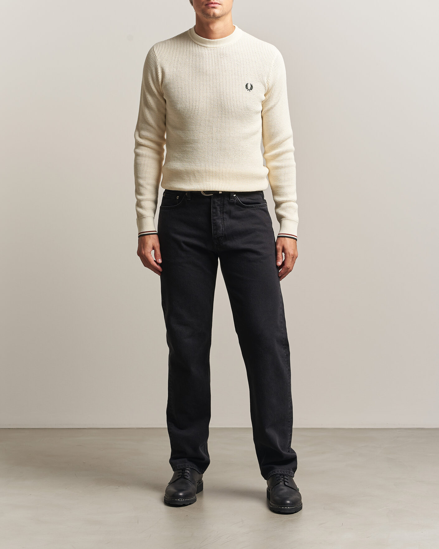 Homme | Pulls Et Tricots | Fred Perry | Waffle Stitch Jumper Ecru