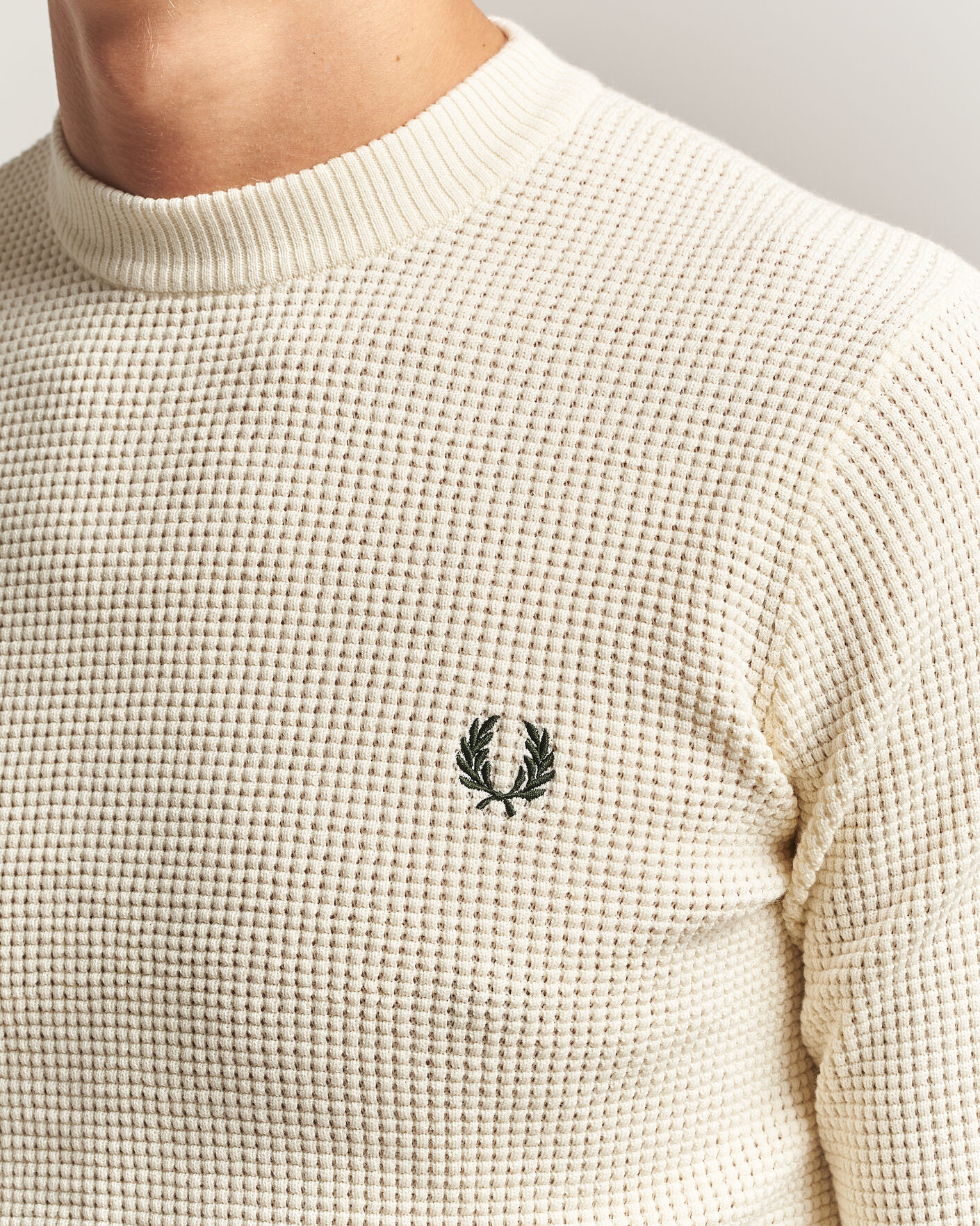 Homme | Pulls Et Tricots | Fred Perry | Waffle Stitch Jumper Ecru