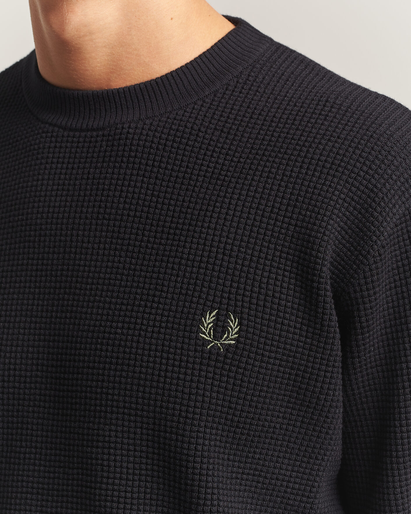 Homme | Pulls Et Tricots | Fred Perry | Waffle Stitch Jumper Black