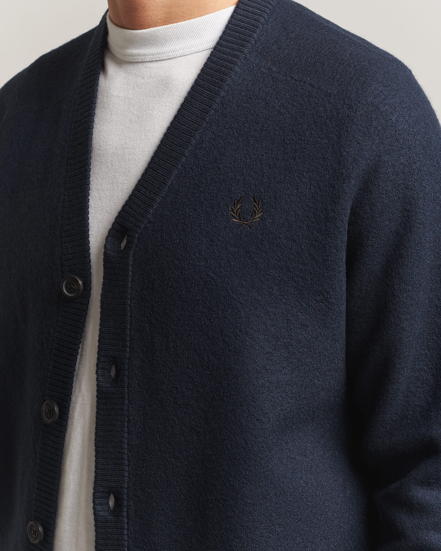 Homme | Pulls Et Tricots | Fred Perry | Wool Saddle Sleeve Cardigan Navy