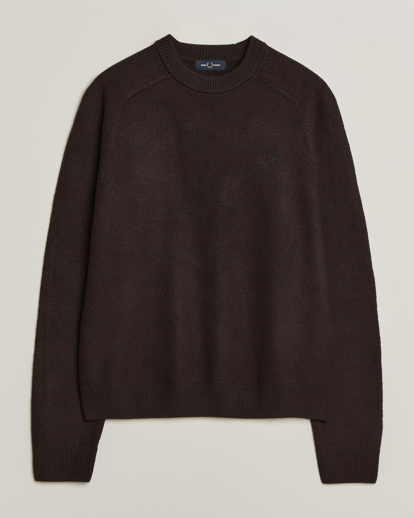 Homme | Pulls Et Tricots | Fred Perry | Wool Saddle Sleeve Crew Neck Rich Brown