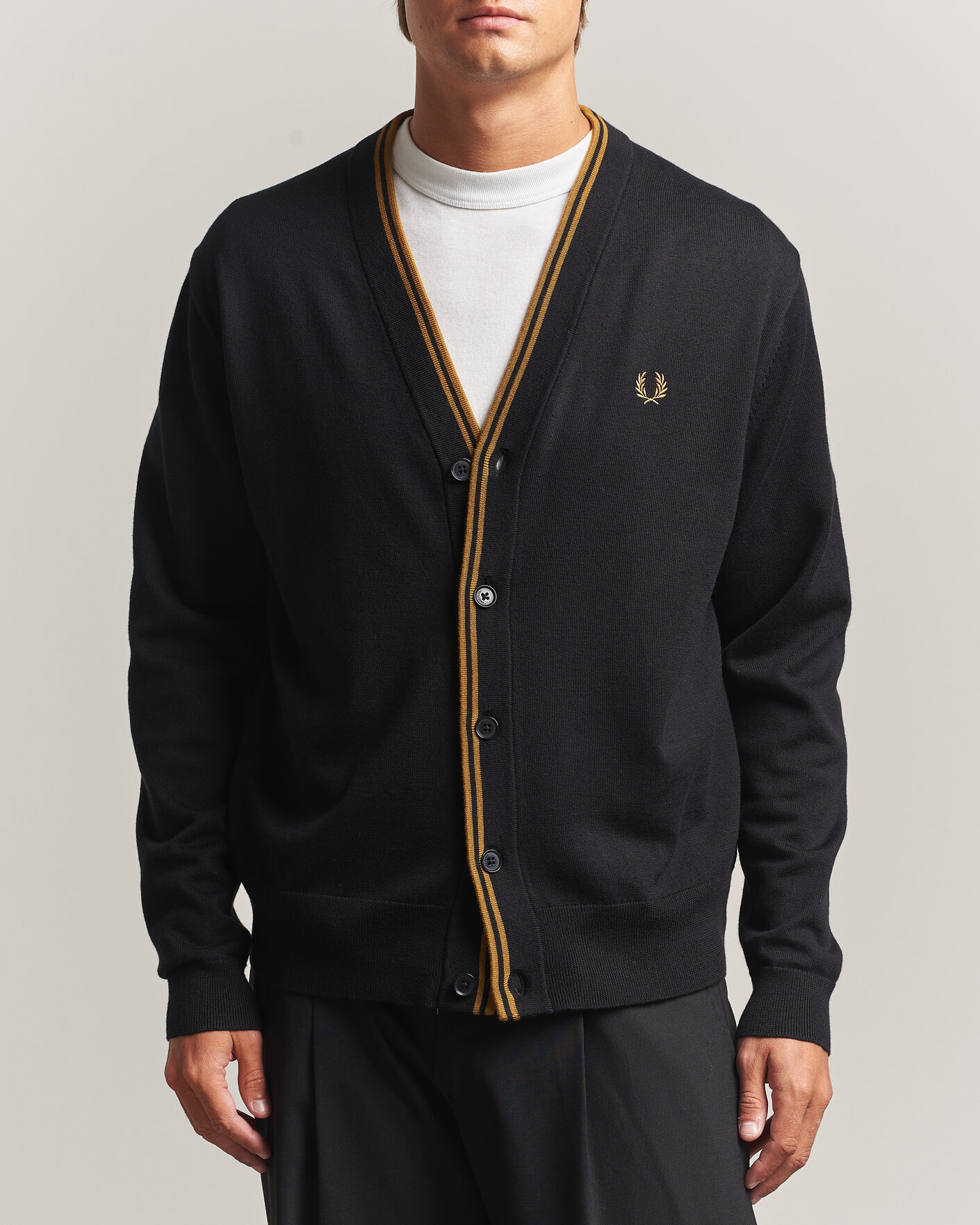 Homme | Pulls Et Tricots | Fred Perry | Classic Knitted Cardigan Black