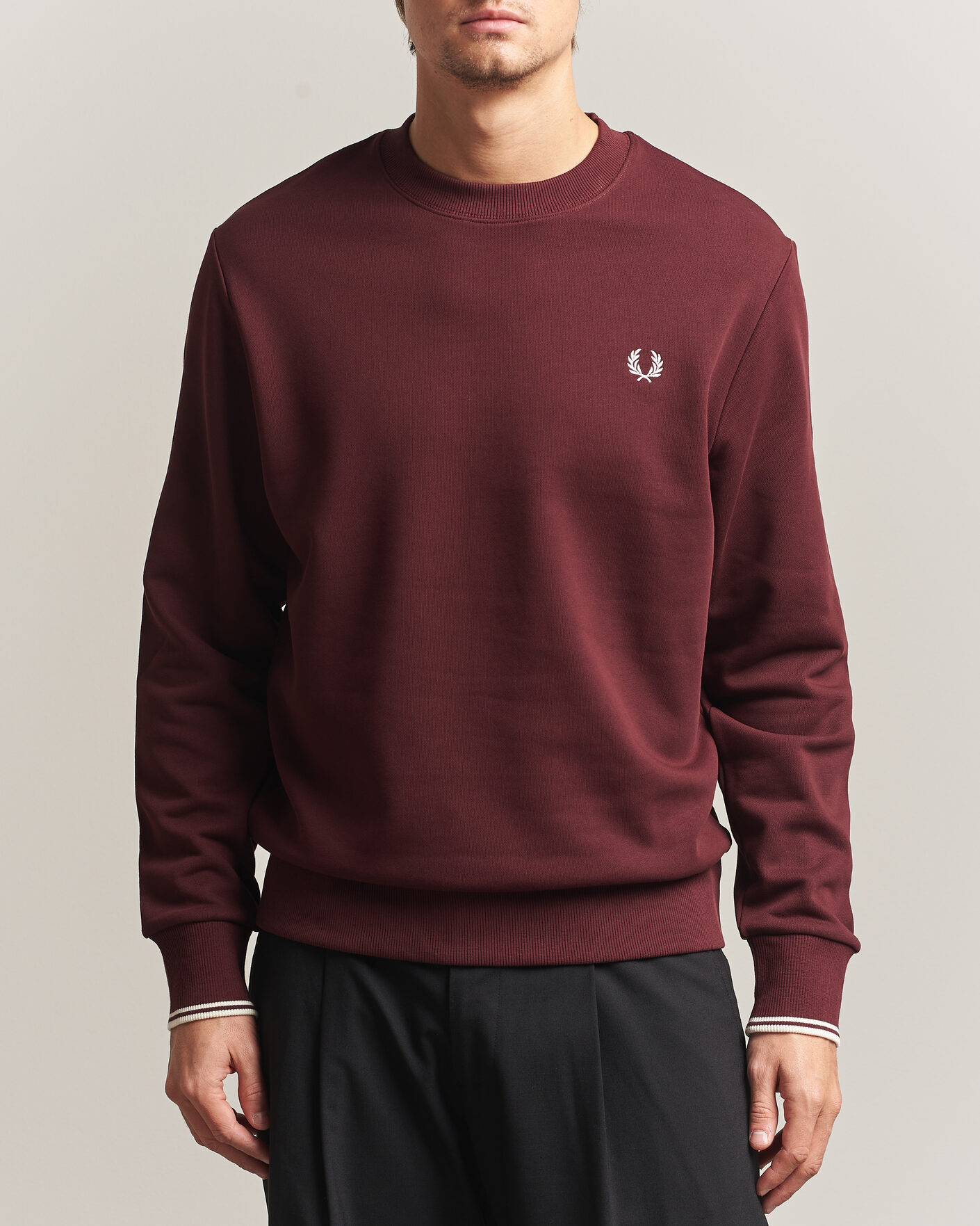 Homme | Pulls Et Tricots | Fred Perry | Crew Neck Sweatshirt Oxblood