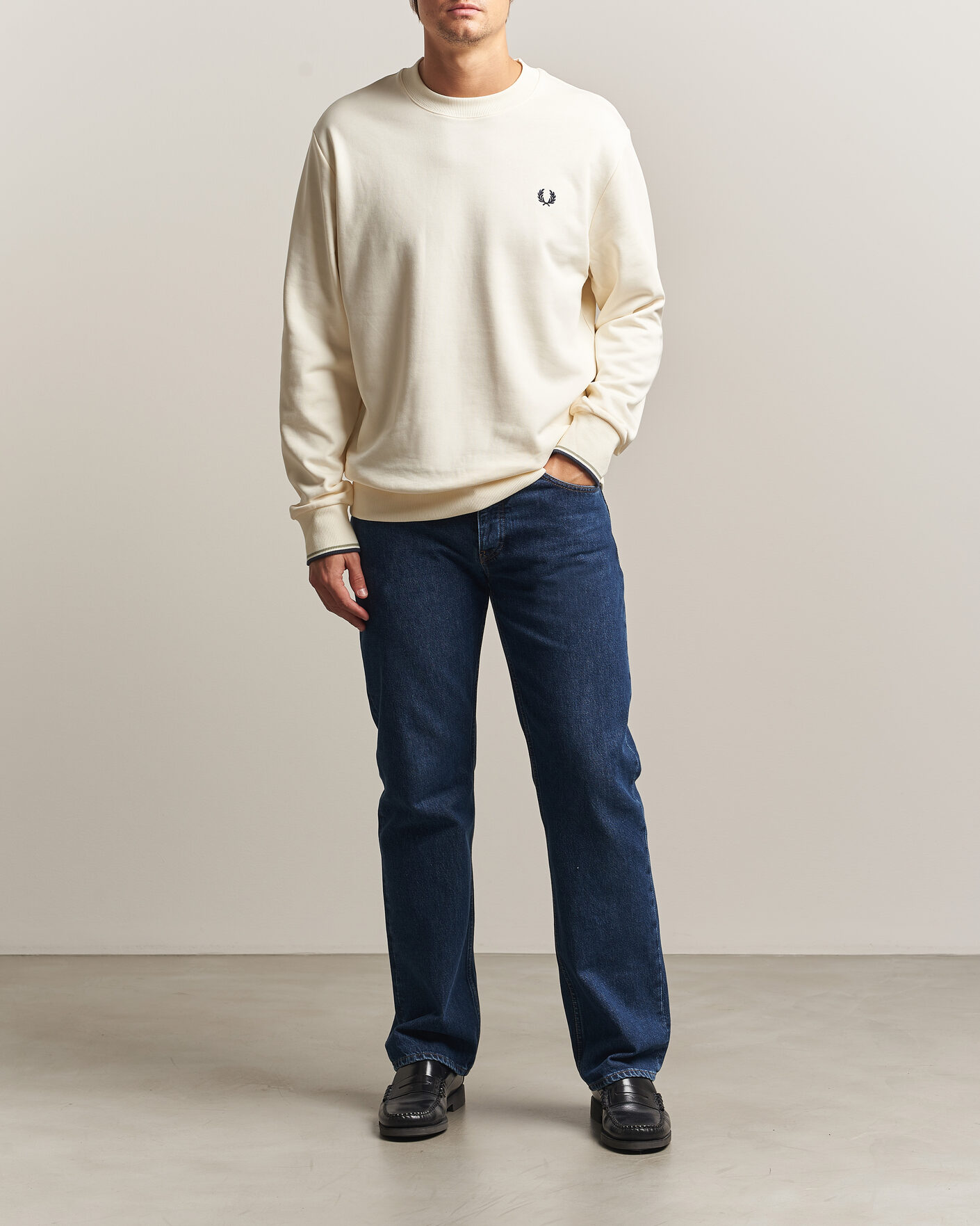 Homme | Pulls Et Tricots | Fred Perry | Crew Neck Sweatshirt Ecru