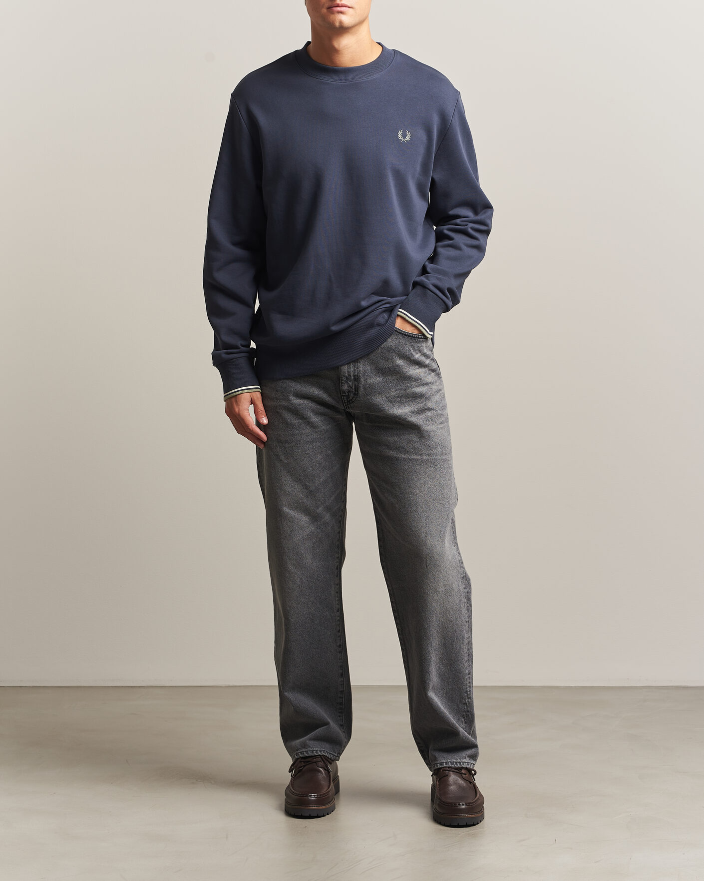 Homme | Pulls Et Tricots | Fred Perry | Crew Neck Sweatshirt Dark Airforce