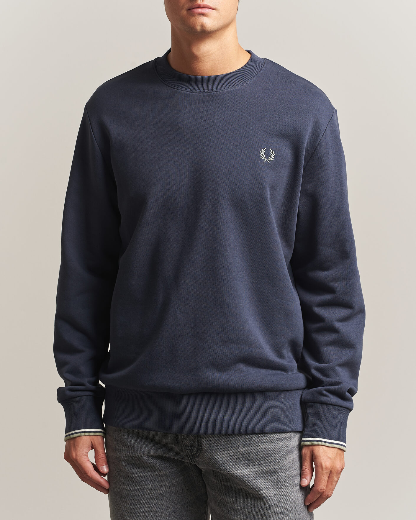 Homme | Pulls Et Tricots | Fred Perry | Crew Neck Sweatshirt Dark Airforce