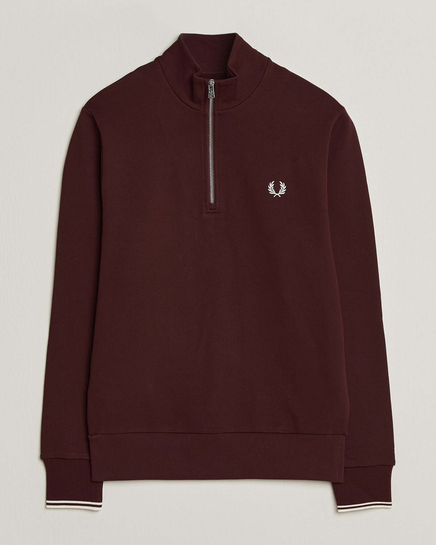 Homme | Pulls Et Tricots | Fred Perry | Half Zip Sweatshirt Oxblood