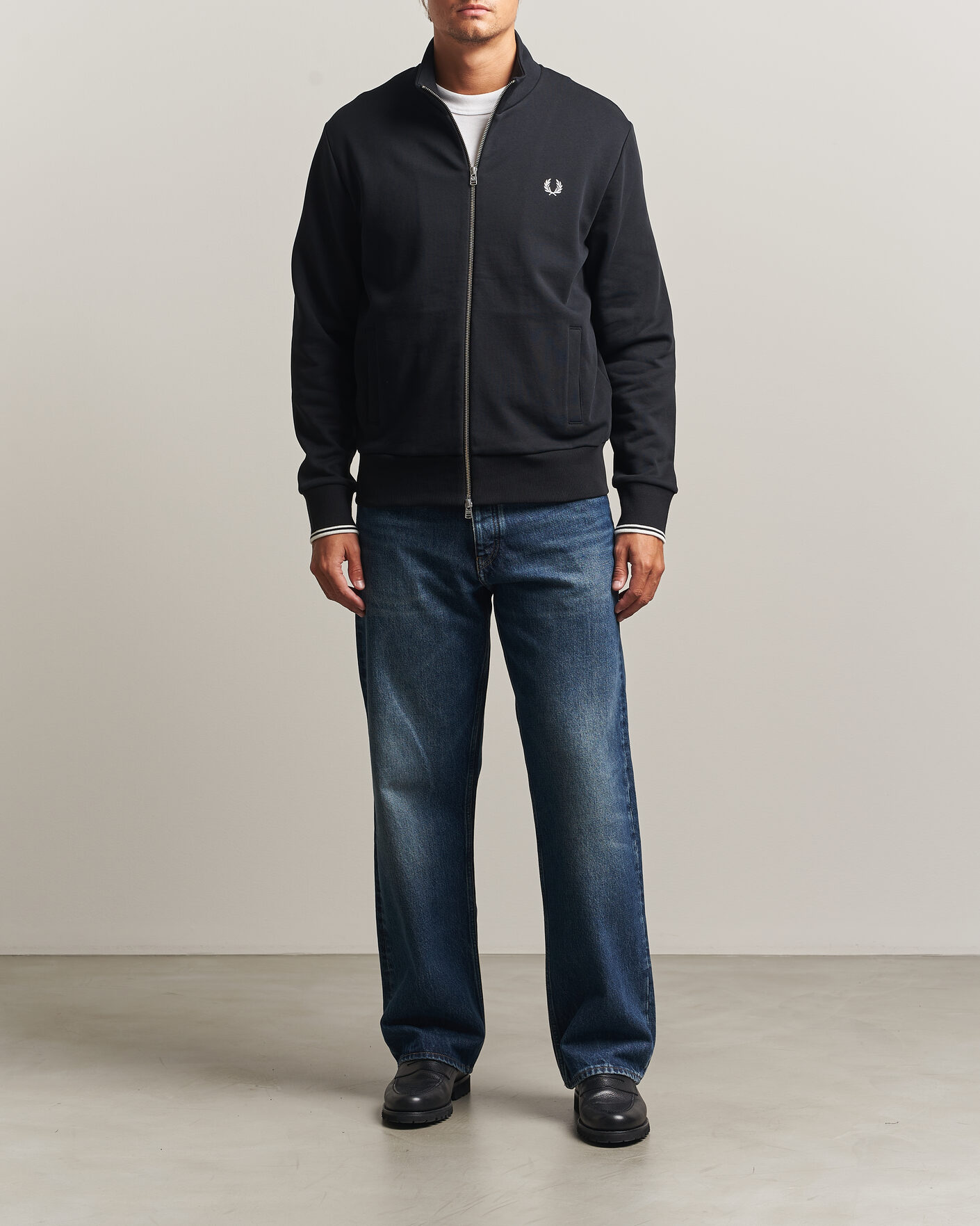 Homme | Pulls Et Tricots | Fred Perry | Full Zip Sweatshirt Black