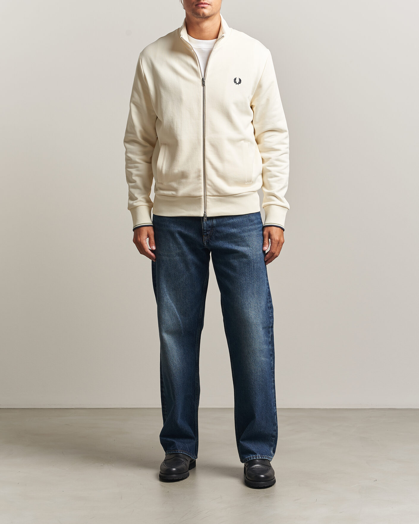 Homme | Pulls Et Tricots | Fred Perry | Full Zip Sweatshirt Ecru