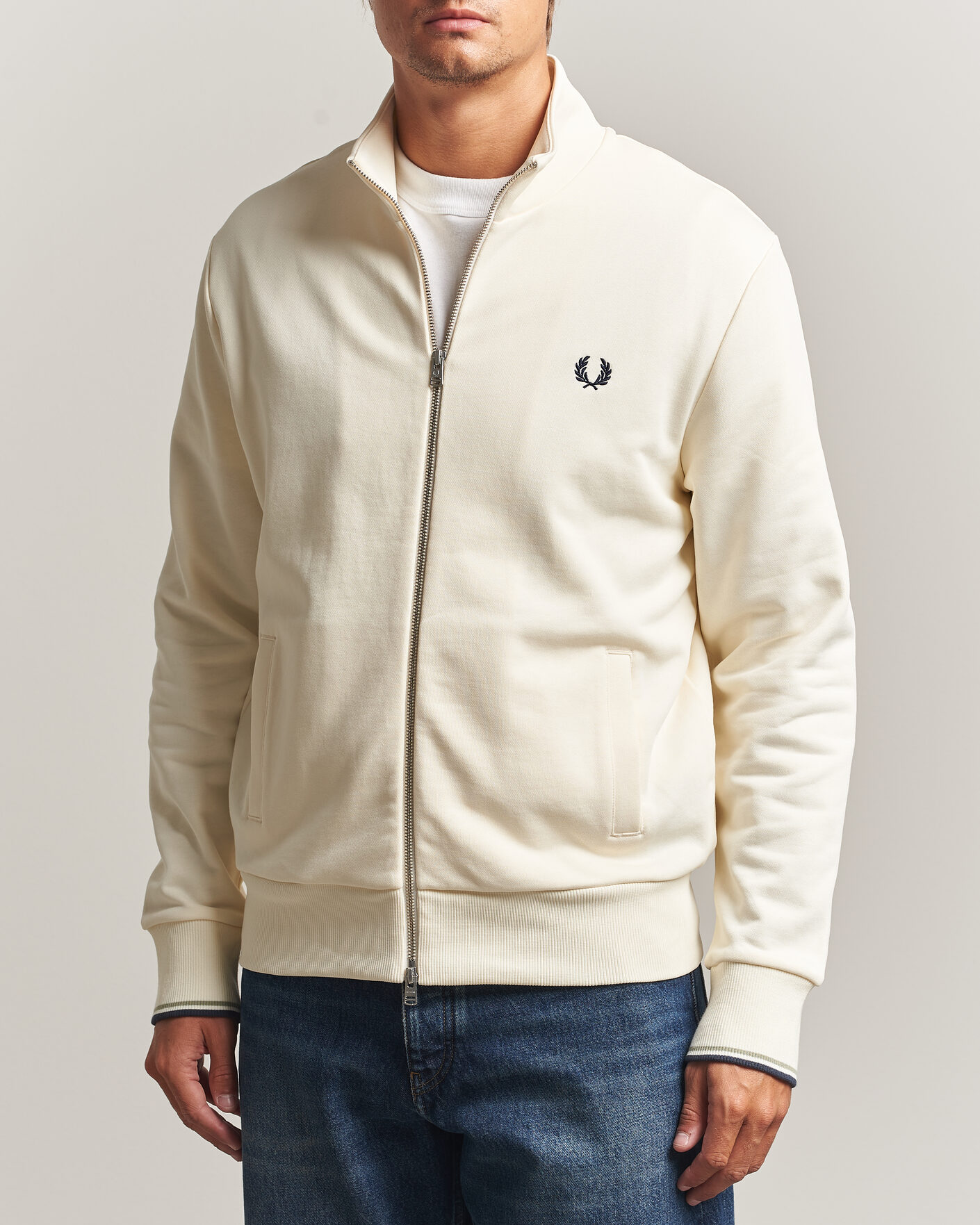 Homme | Pulls Et Tricots | Fred Perry | Full Zip Sweatshirt Ecru