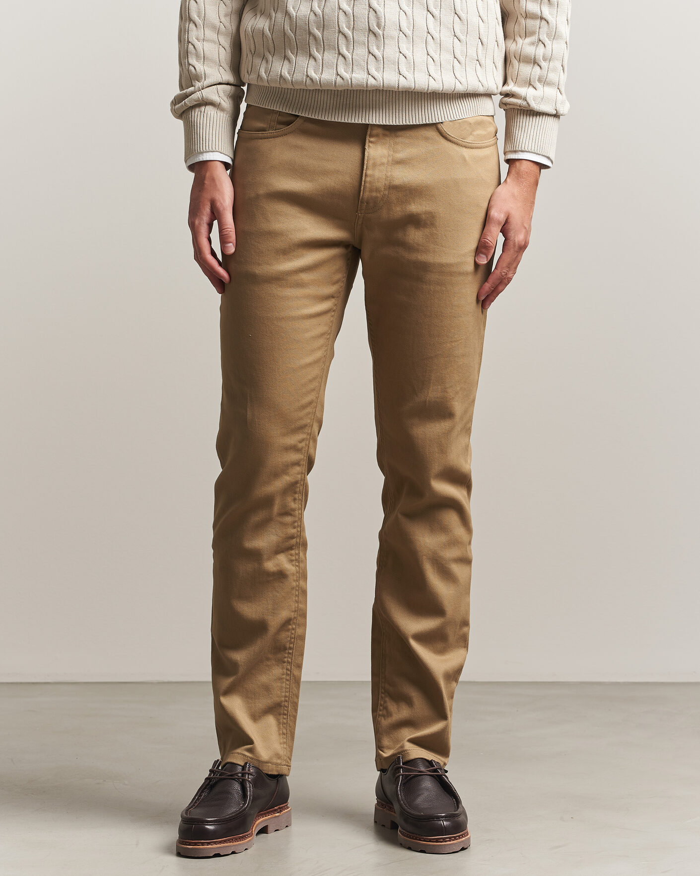 Homme | Pantalons | Gant | Regular Fit Soft Twill 5-Pocket Pants Light Taupe