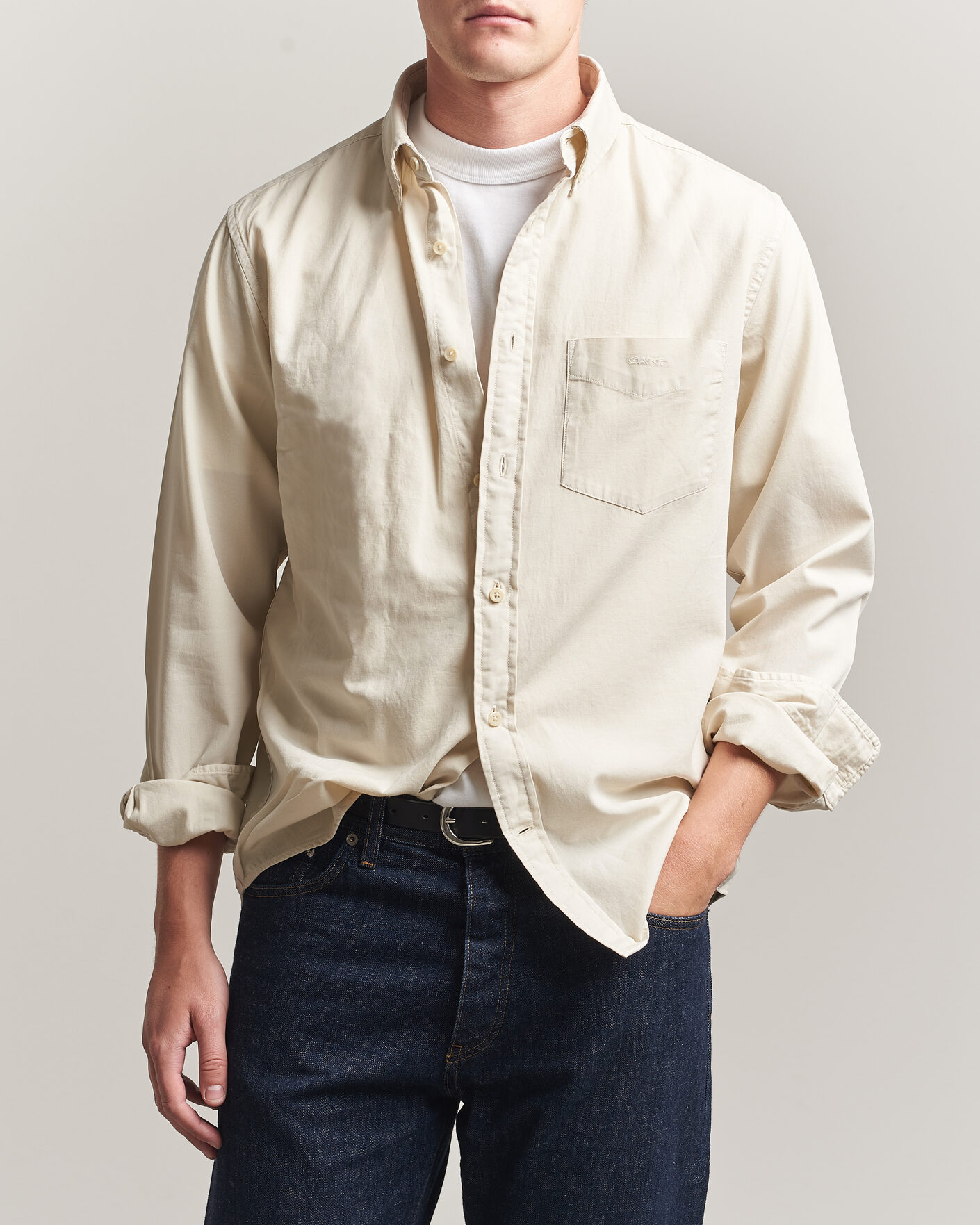 Homme | Chemises | Gant | Regular Fit Garment Dyed Twill Shirt Sand