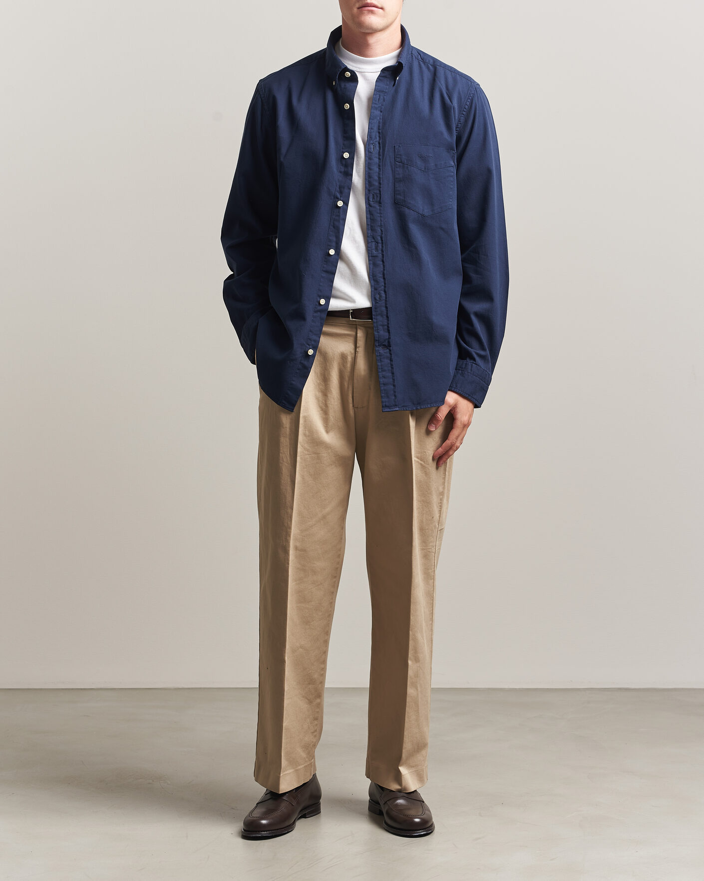 Homme | Chemises | Gant | Regular Fit Garment Dyed Twill Shirt Evening Blue