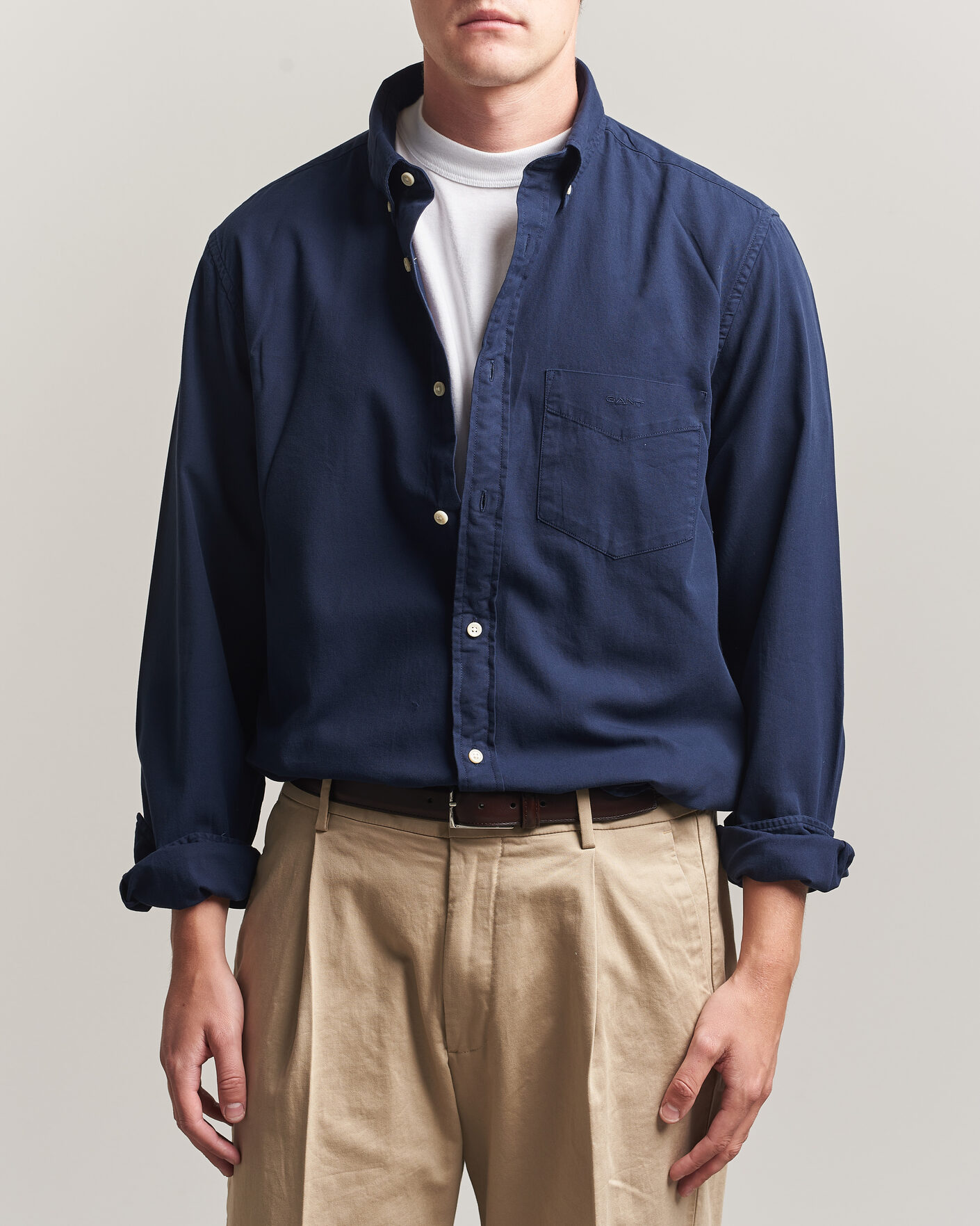 Homme | Chemises | Gant | Regular Fit Garment Dyed Twill Shirt Evening Blue
