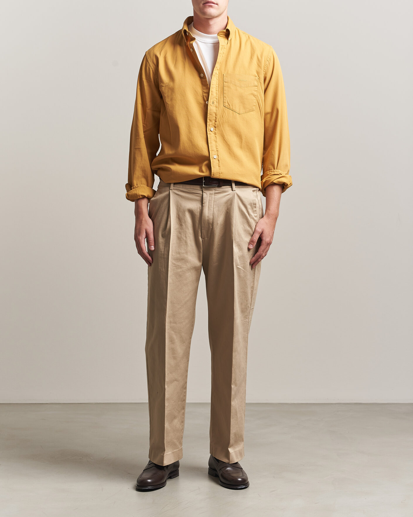 Homme | Chemises | Gant | Regular Fit Garment Dyed Twill Shirt Turmeric Shine