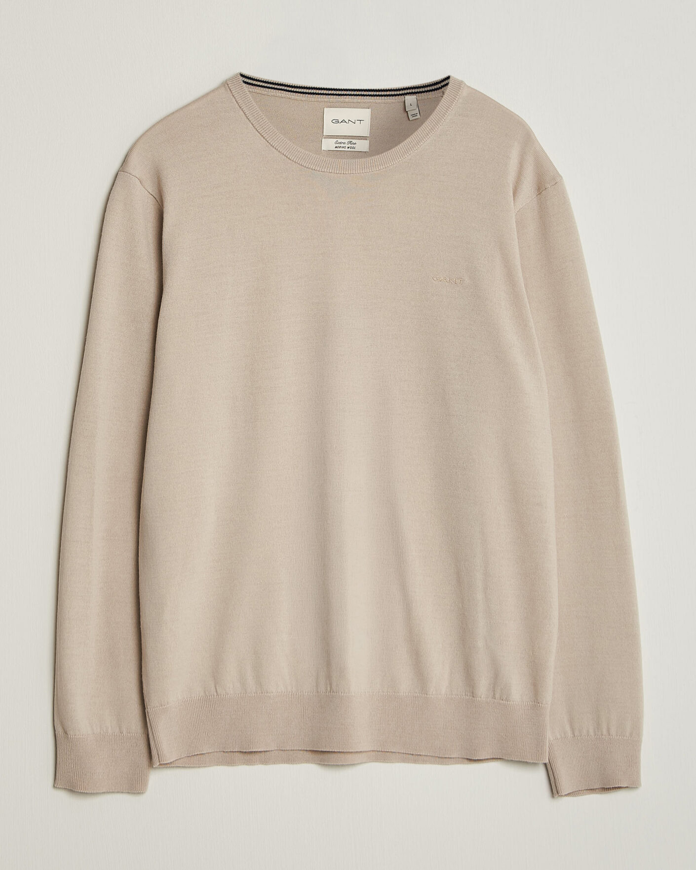 Homme | Pulls Et Tricots | Gant | Extrafine Merino Knitted Crew Neck Clay Beige