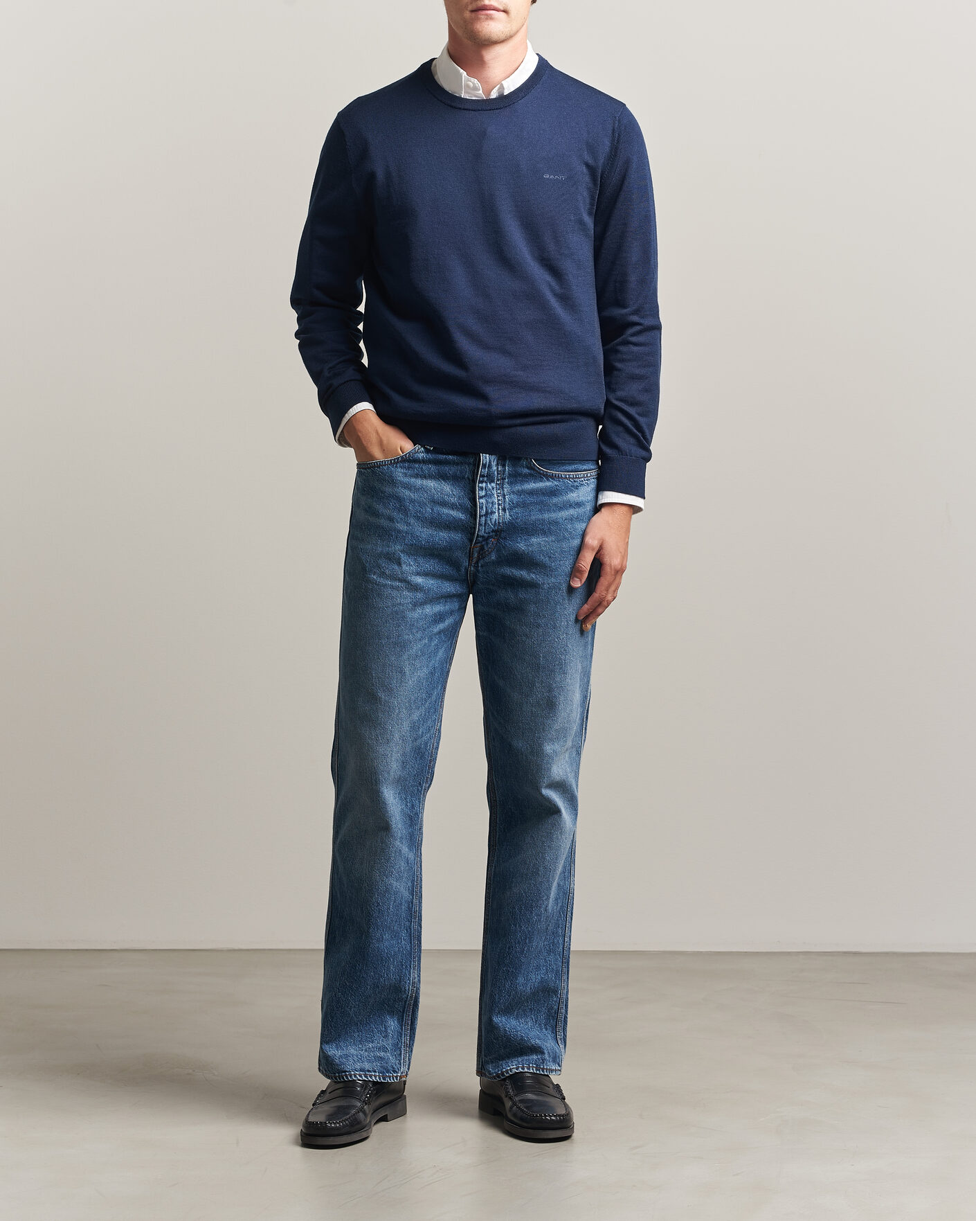 Homme | Pulls Et Tricots | Gant | Extrafine Merino Knitted Crew Neck Marine