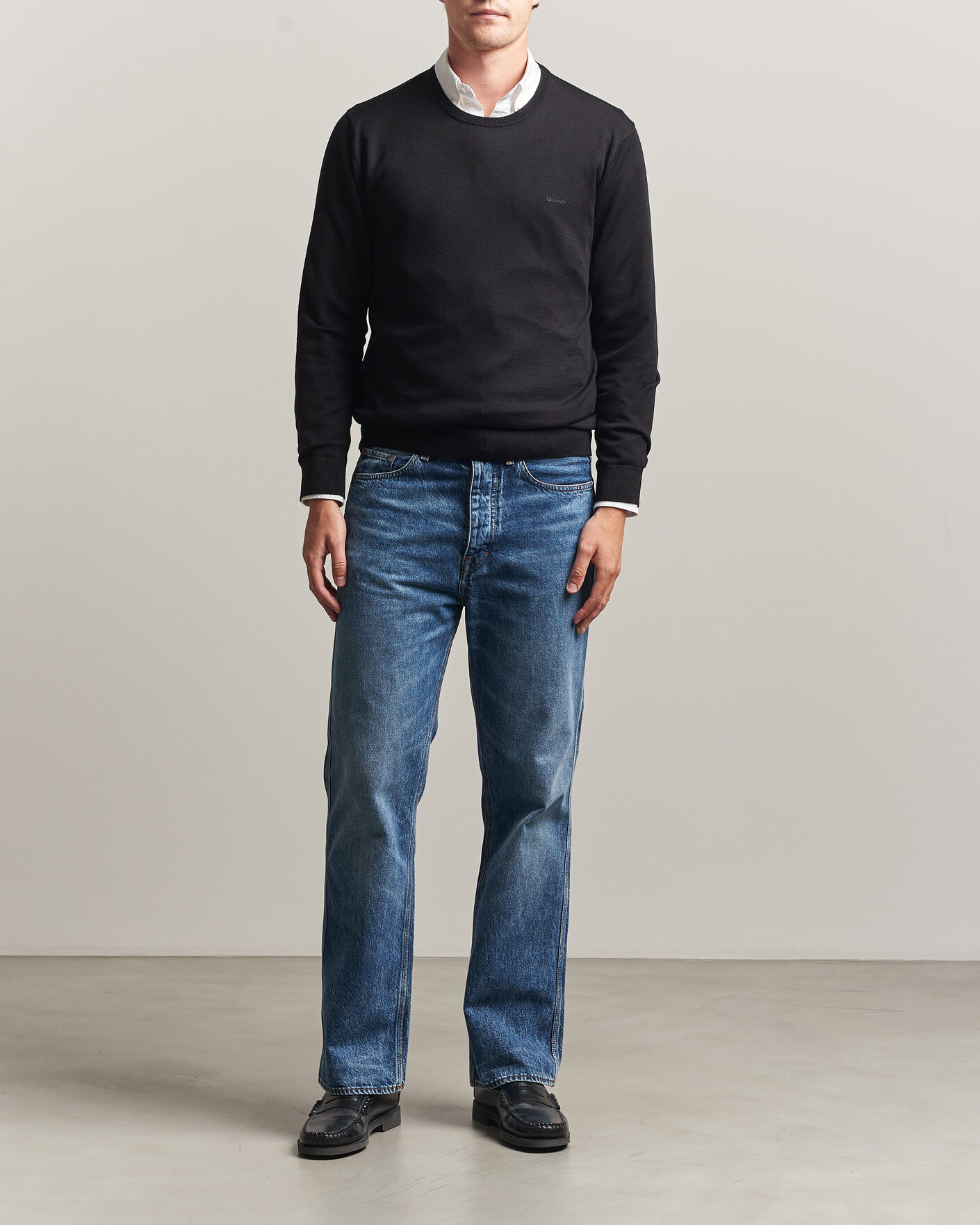 Homme | Pulls Et Tricots | Gant | Extrafine Merino Knitted Crew Neck Black
