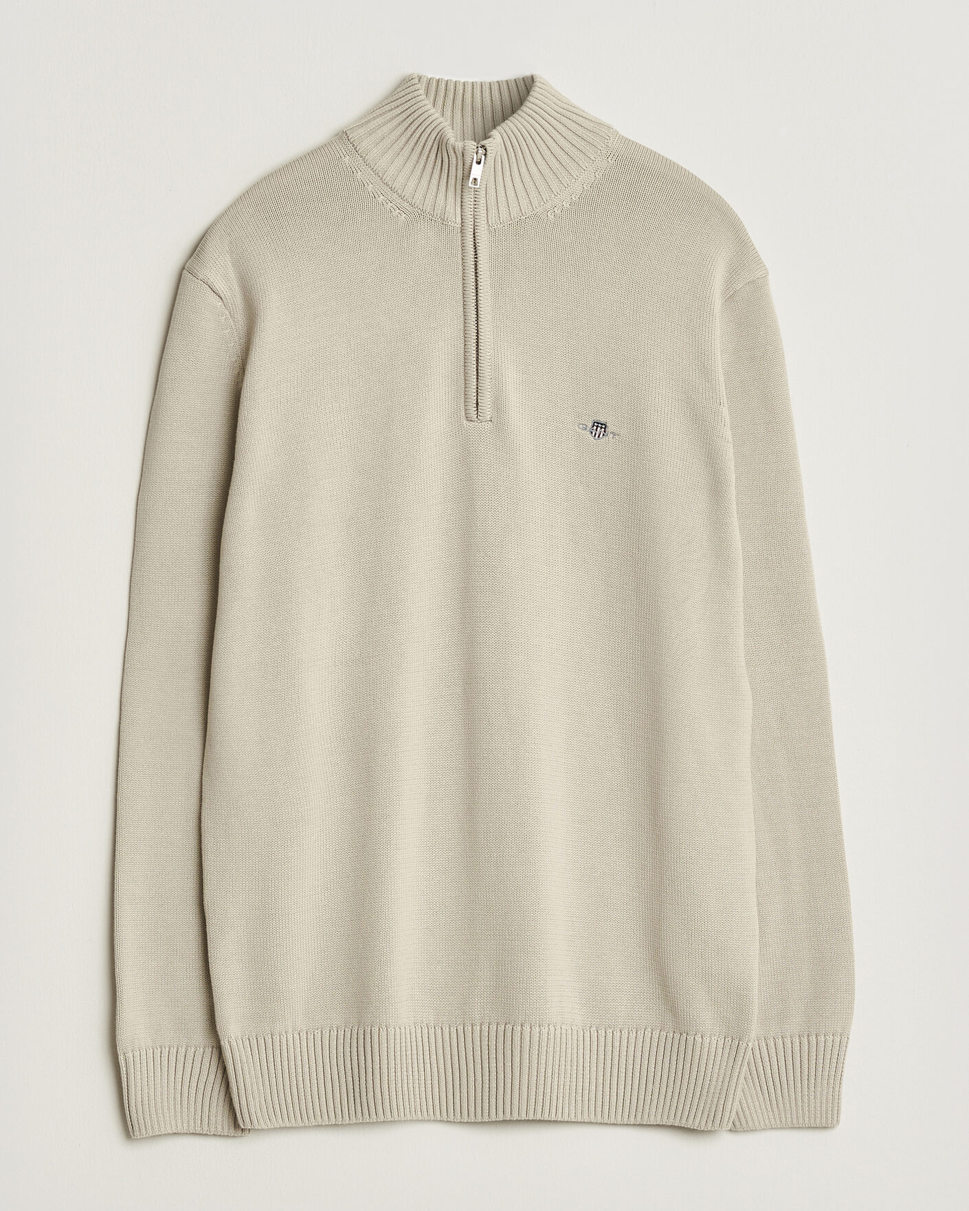 Homme | Pulls Et Tricots | Gant | Casual Cotton Knitted Half Zip Clay Beige