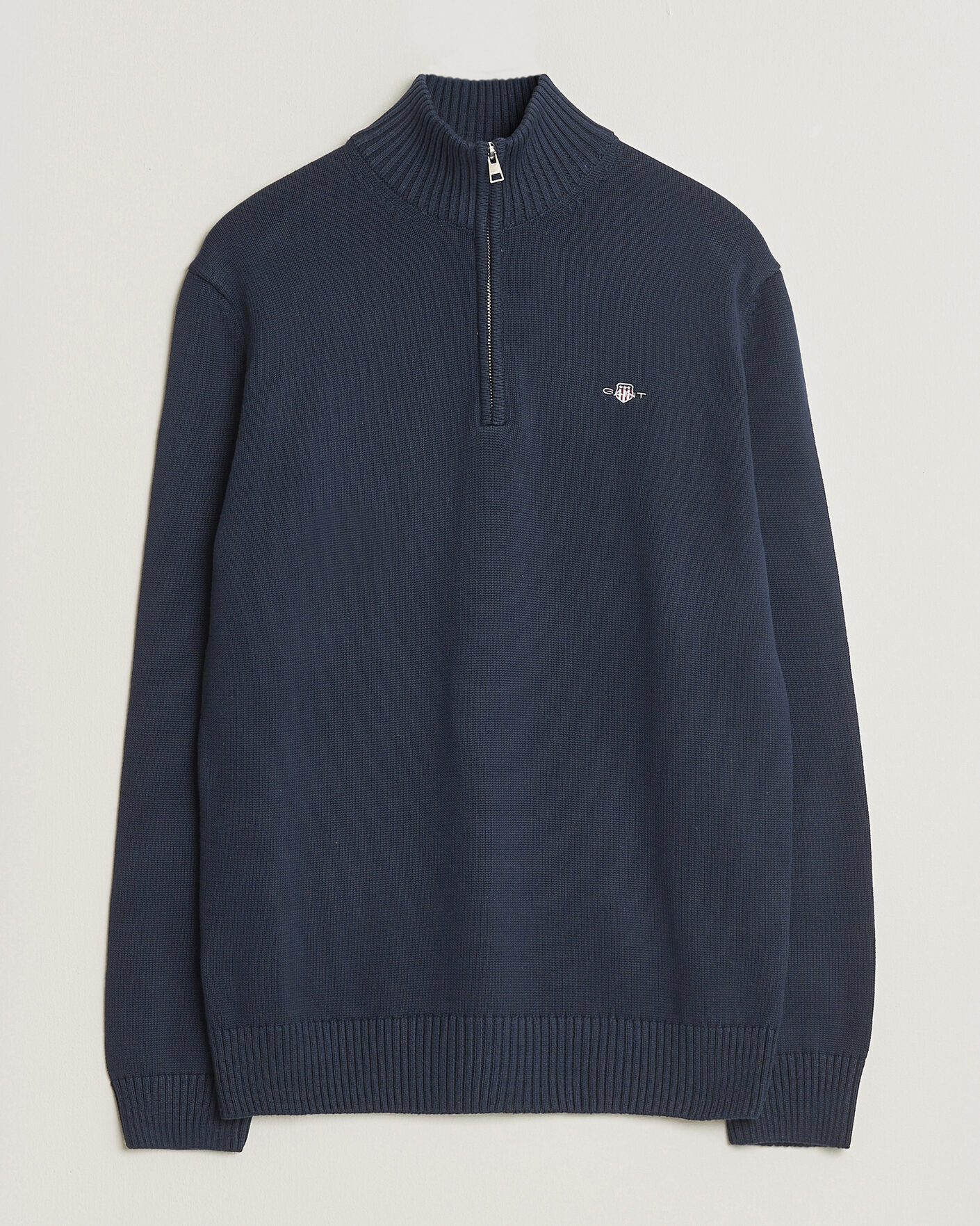 Homme | Pulls Et Tricots | Gant | Casual Cotton Knitted Half Zip Evening Blue