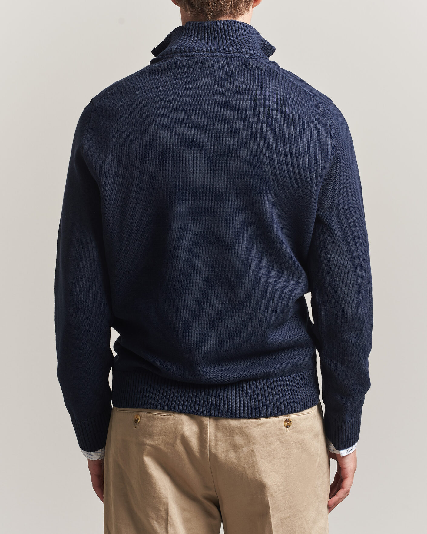 Homme | Pulls Et Tricots | Gant | Casual Cotton Knitted Half Zip Evening Blue