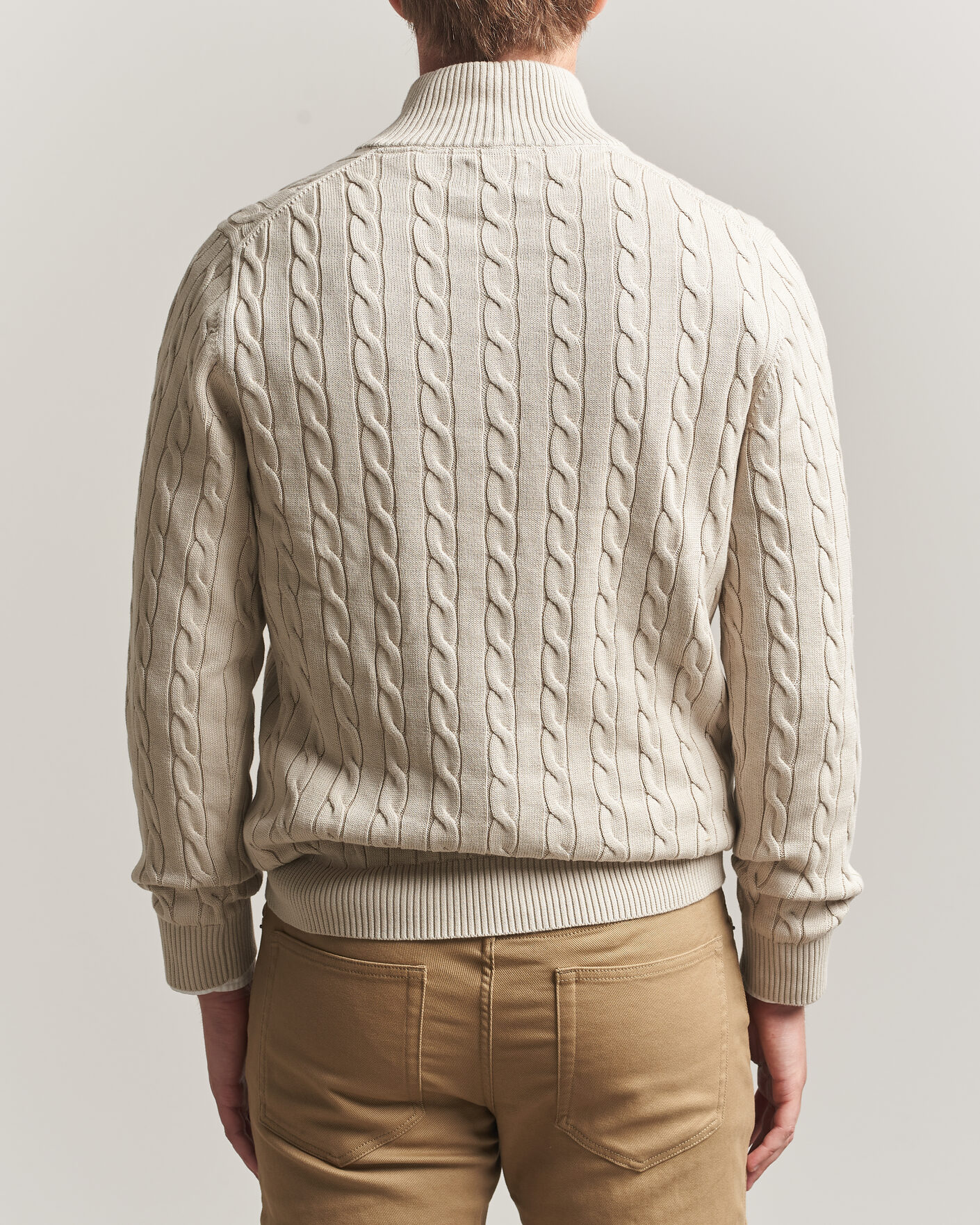 Homme | Pulls Et Tricots | Gant | Cotton Cable Half Zip Clay Beige