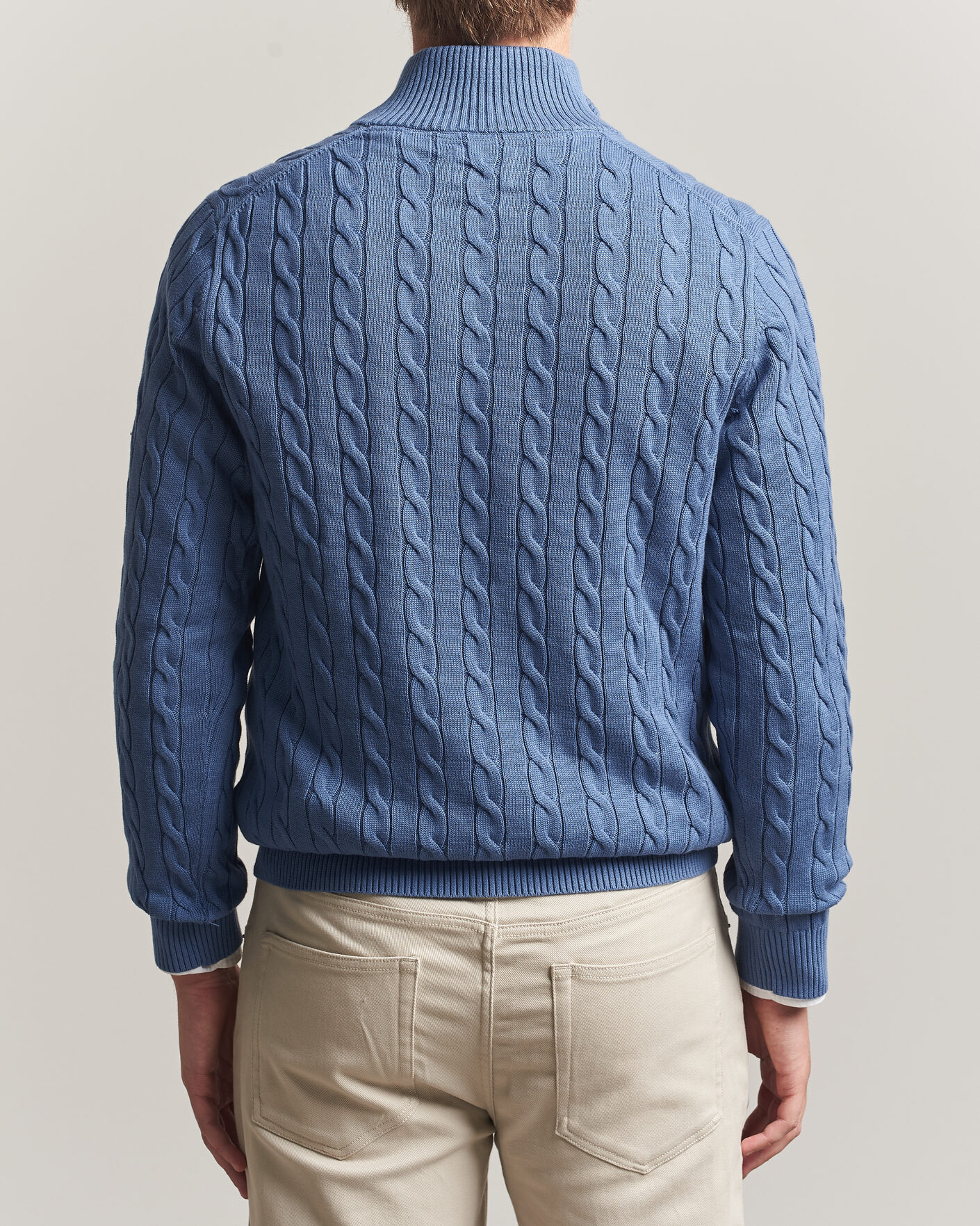 Homme | Pulls Et Tricots | Gant | Cotton Cable Half Zip Blue Horizon