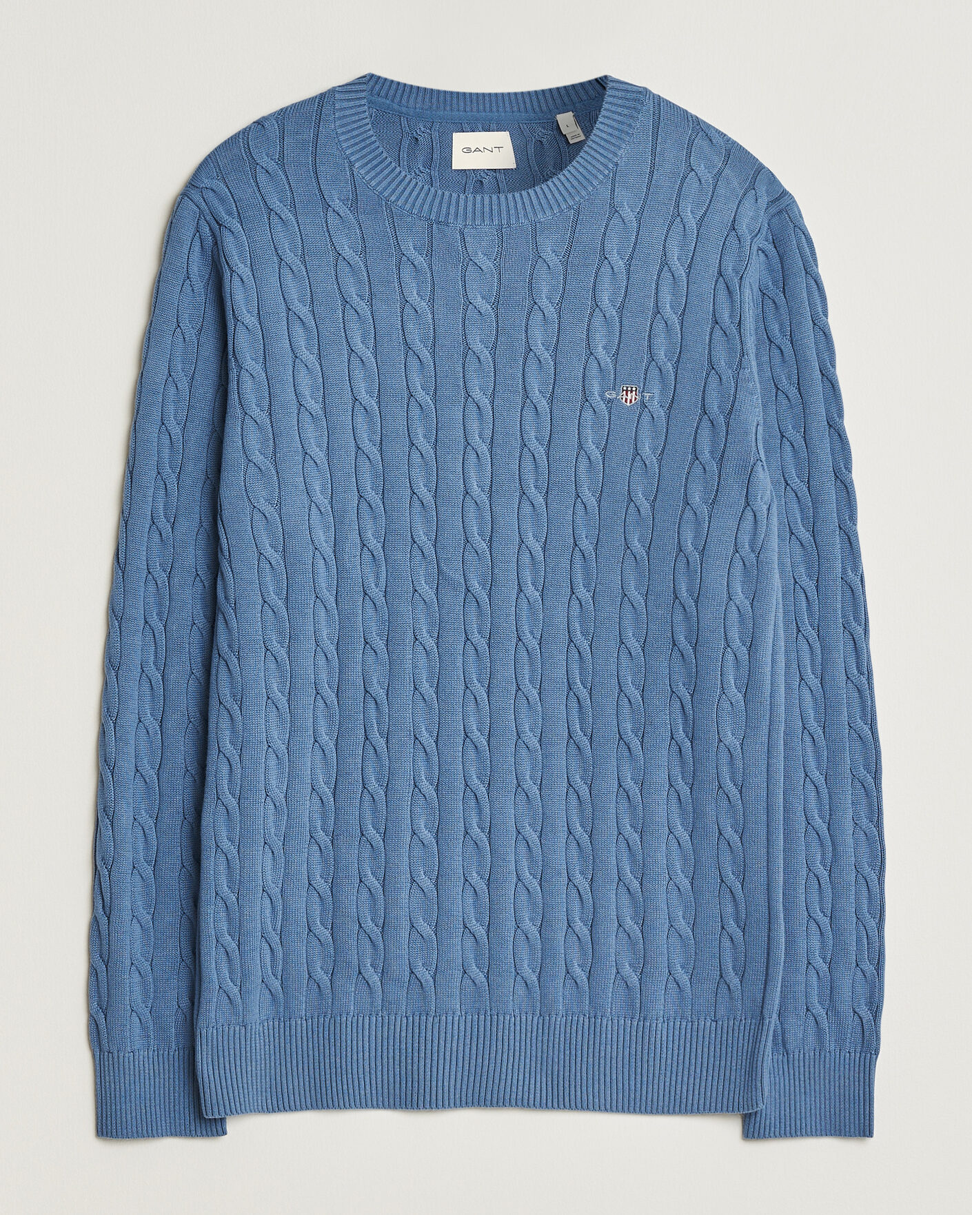 Homme | Pulls Et Tricots | Gant | Cotton Cable Crew Neck Blue Horizon