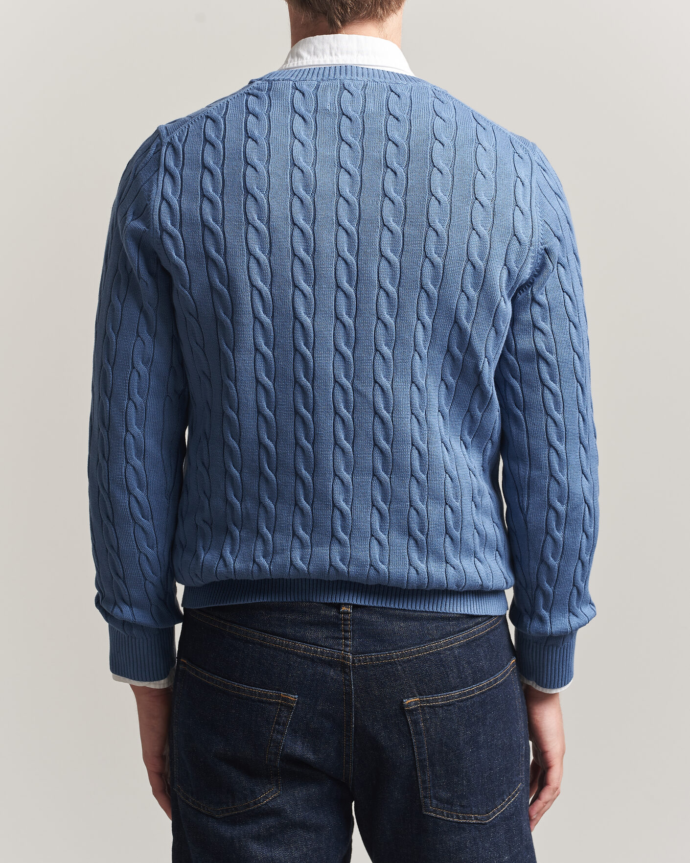 Homme | Pulls Et Tricots | Gant | Cotton Cable Crew Neck Blue Horizon