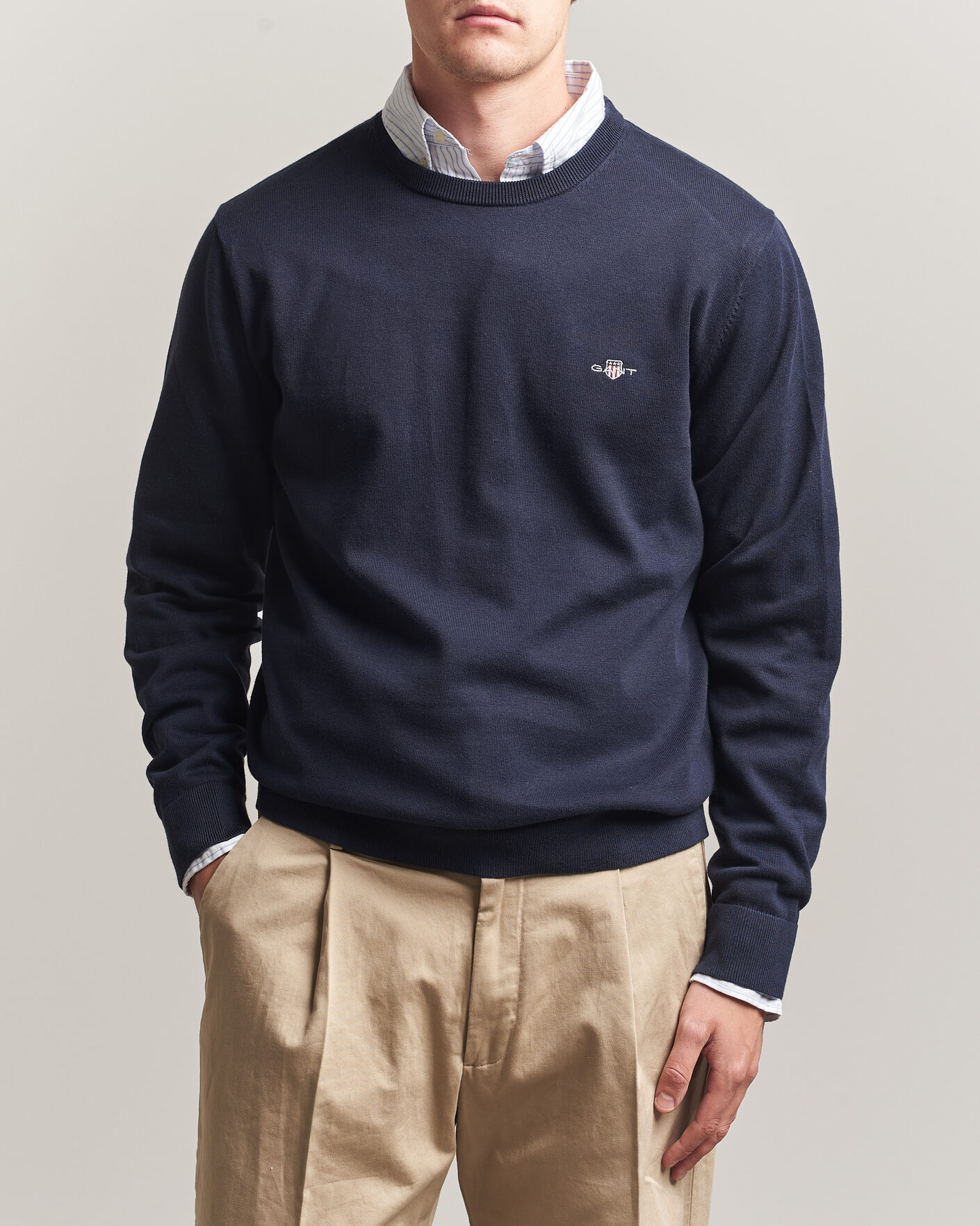 Homme | Pulls Et Tricots | Gant | Classic Cotton Crew Neck Evening Blue
