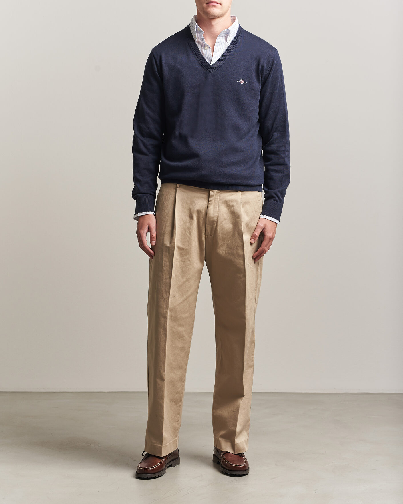 Homme | Pulls Et Tricots | Gant | Classic Cotton V-Neck Evening Blue