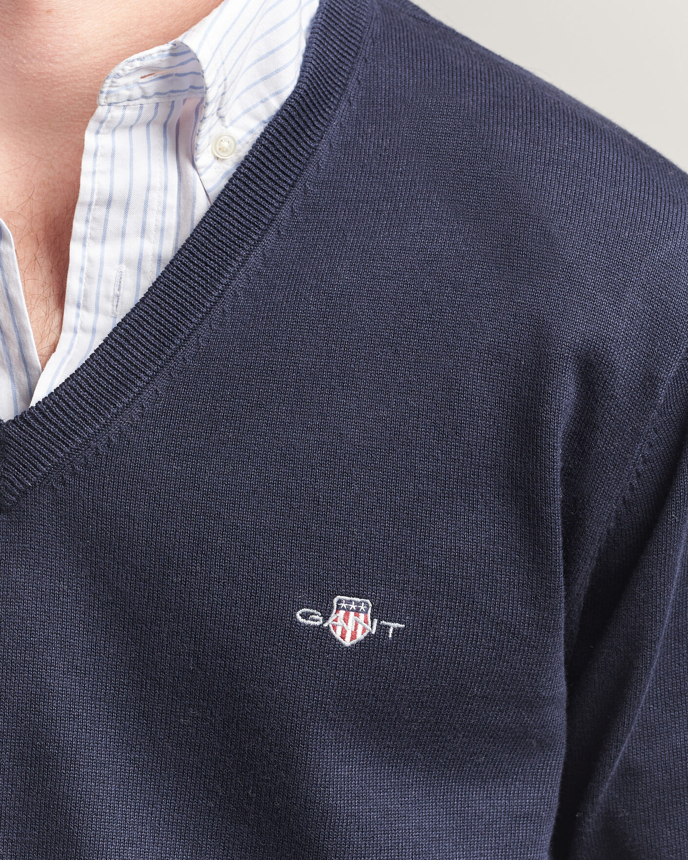 Homme | Pulls Et Tricots | Gant | Classic Cotton V-Neck Evening Blue