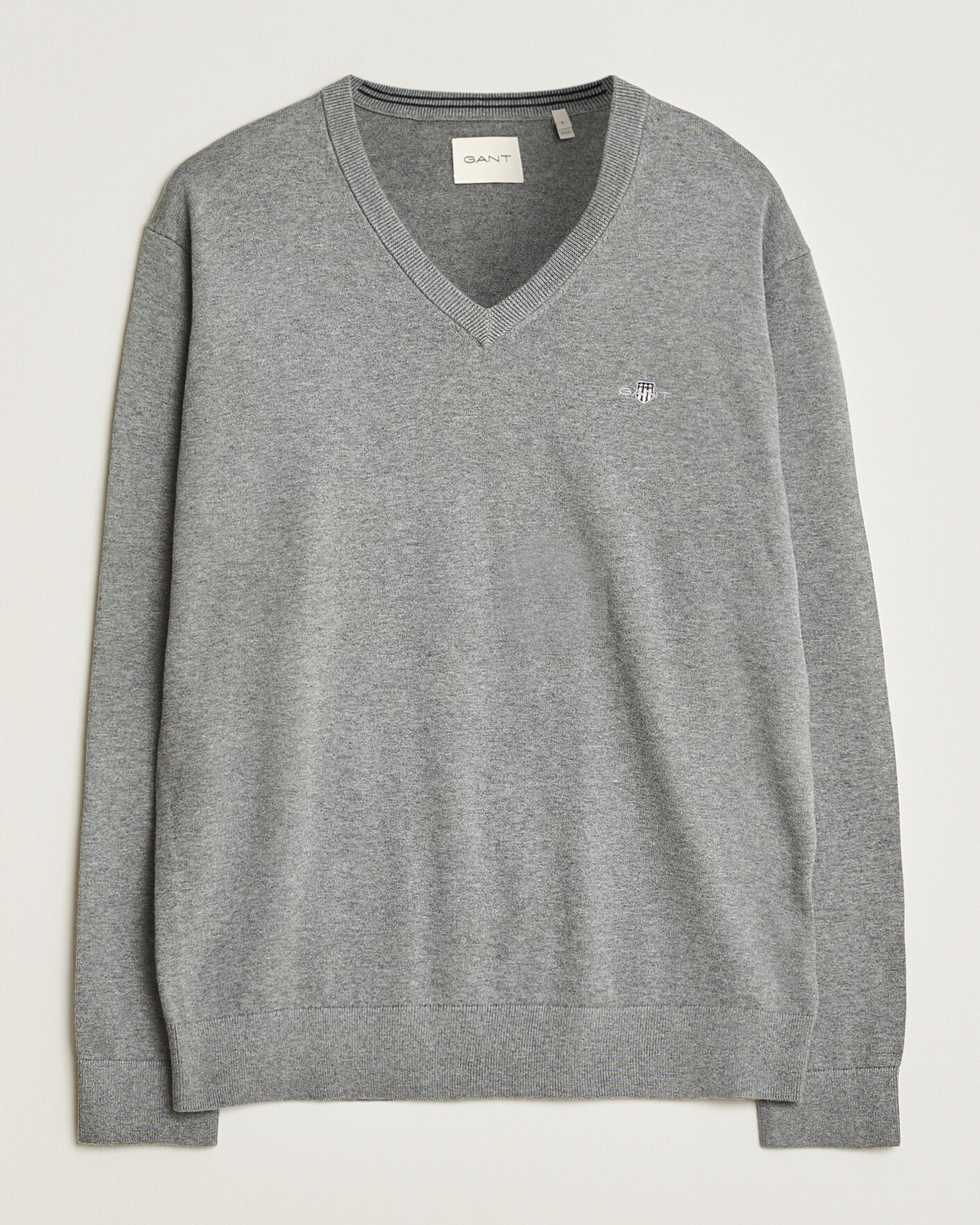 Homme | Pulls Et Tricots | Gant | Classic Cotton V-Neck Dark Grey Melange