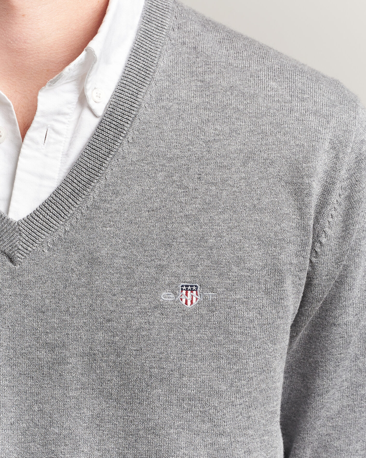 Homme | Pulls Et Tricots | Gant | Classic Cotton V-Neck Dark Grey Melange