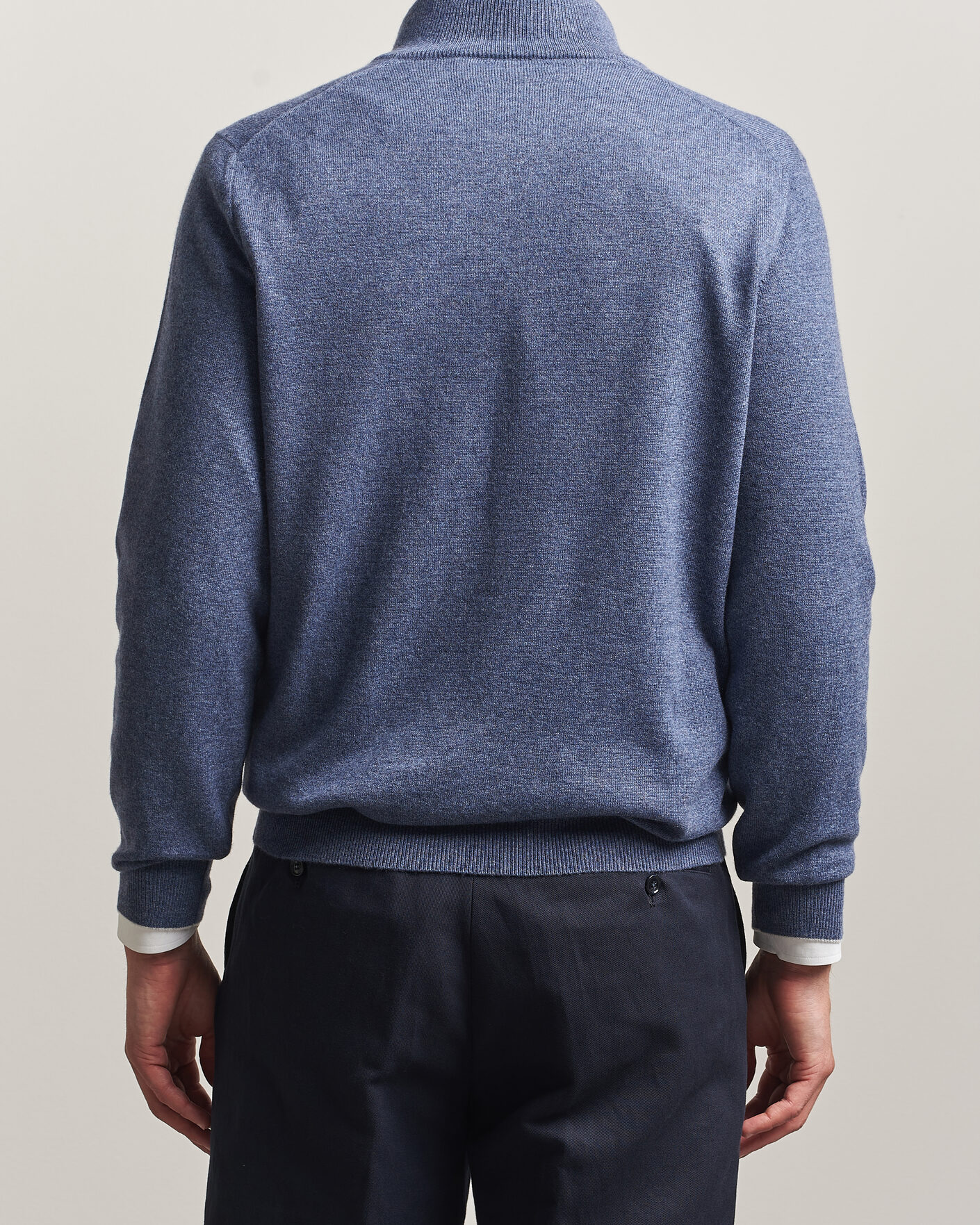Homme | Pulls Et Tricots | Brunello Cucinelli | 2 Ply Cashmere Half Zip Denim Blue