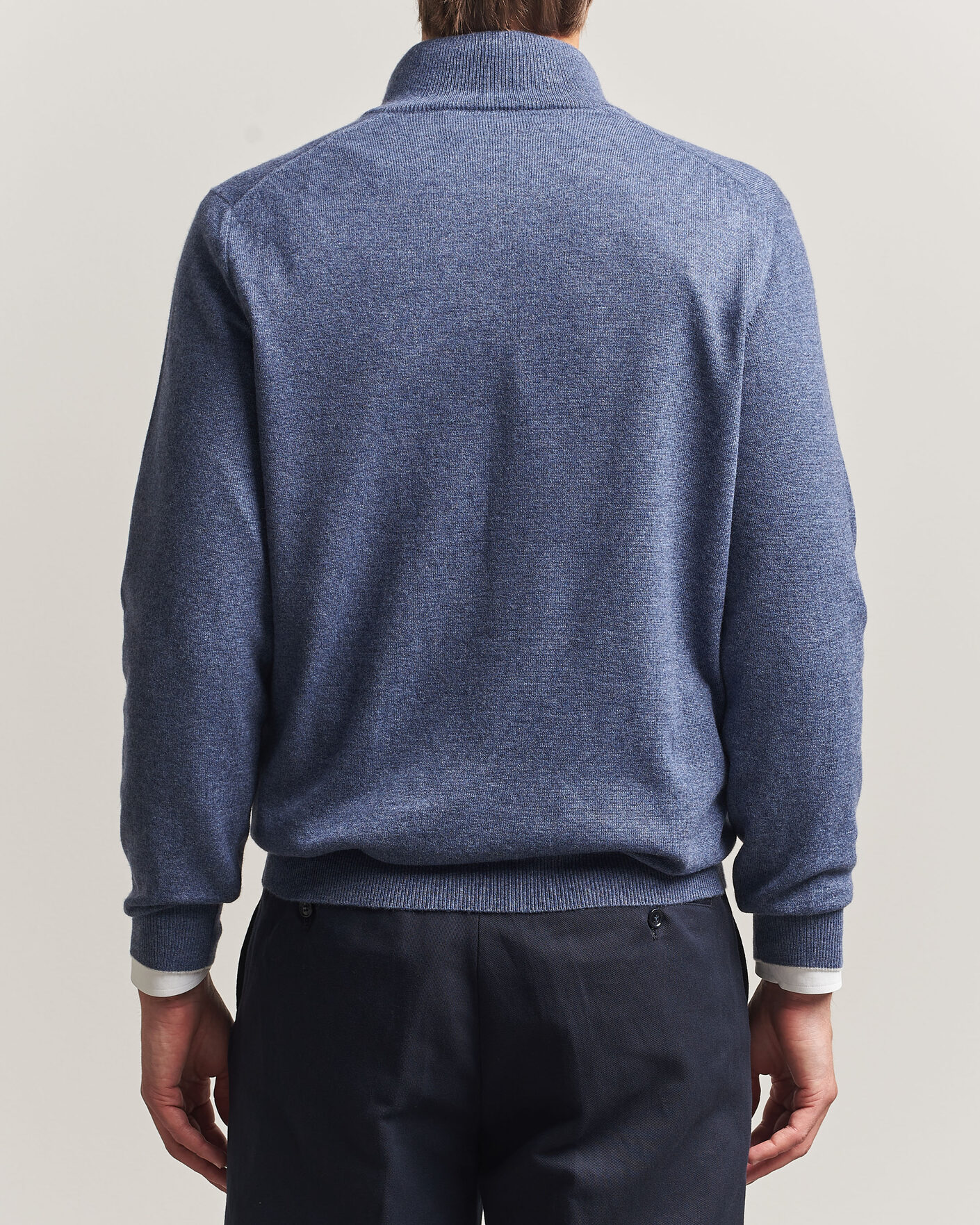 Homme | Pulls Et Tricots | Brunello Cucinelli | 2 Ply Cashmere Half Zip Denim Blue