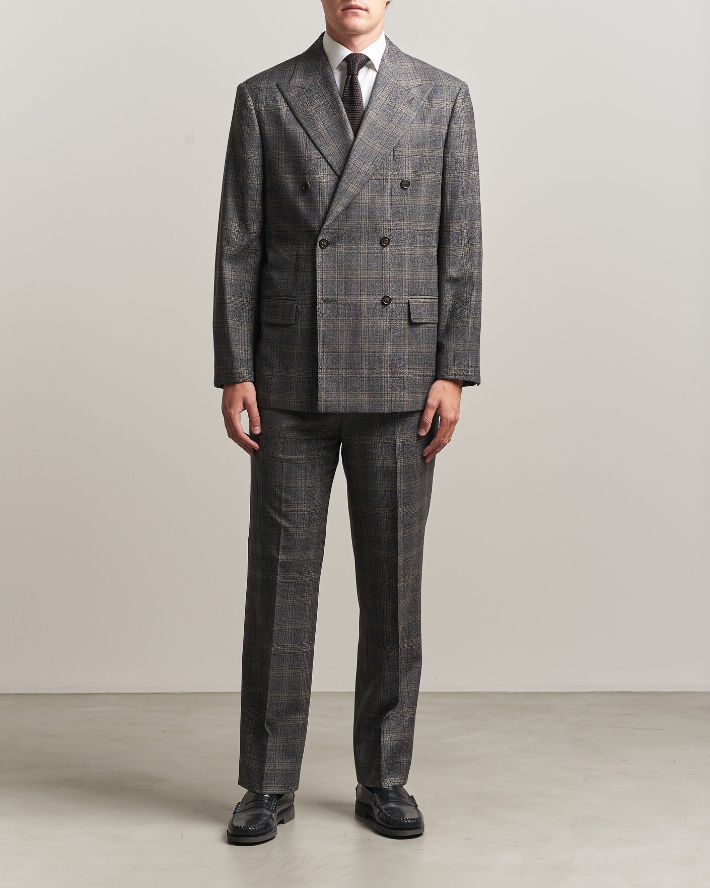 Homme | Pantalons | Gant | Wool Glencheck Suit Trousers Ceramic Grey