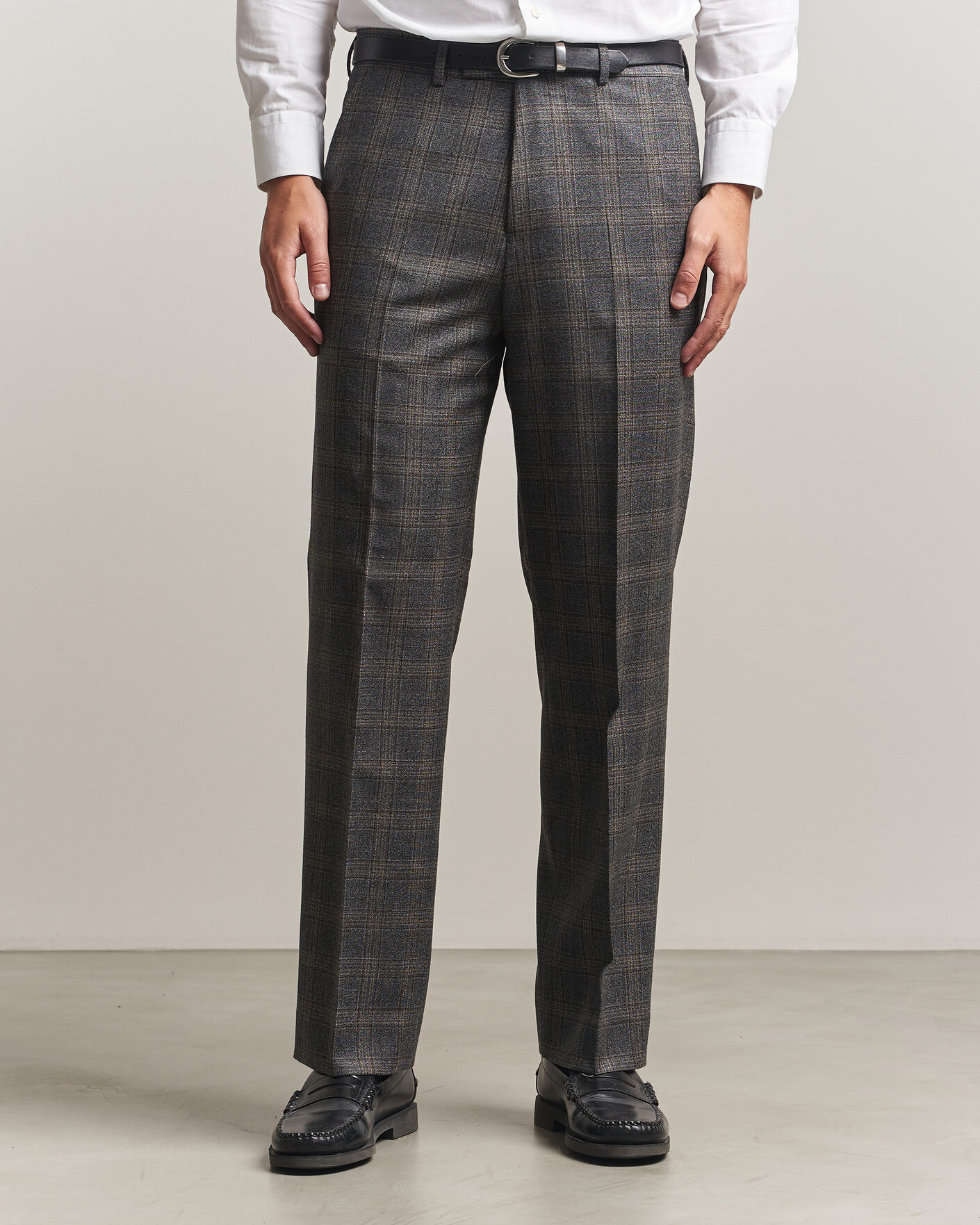 Homme | Pantalons | Gant | Wool Glencheck Suit Trousers Ceramic Grey