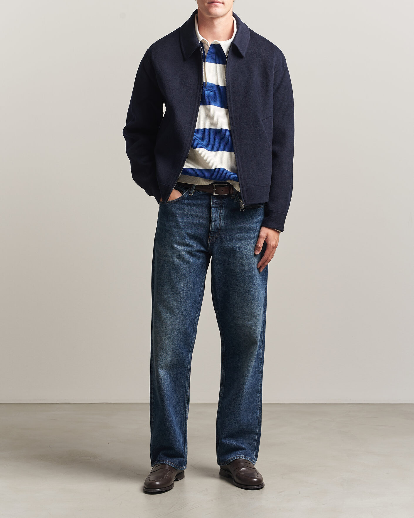 Homme | Manteaux Et Vestes | Gant | Handstitched Wool/Cashmere Jacket Evening Blue