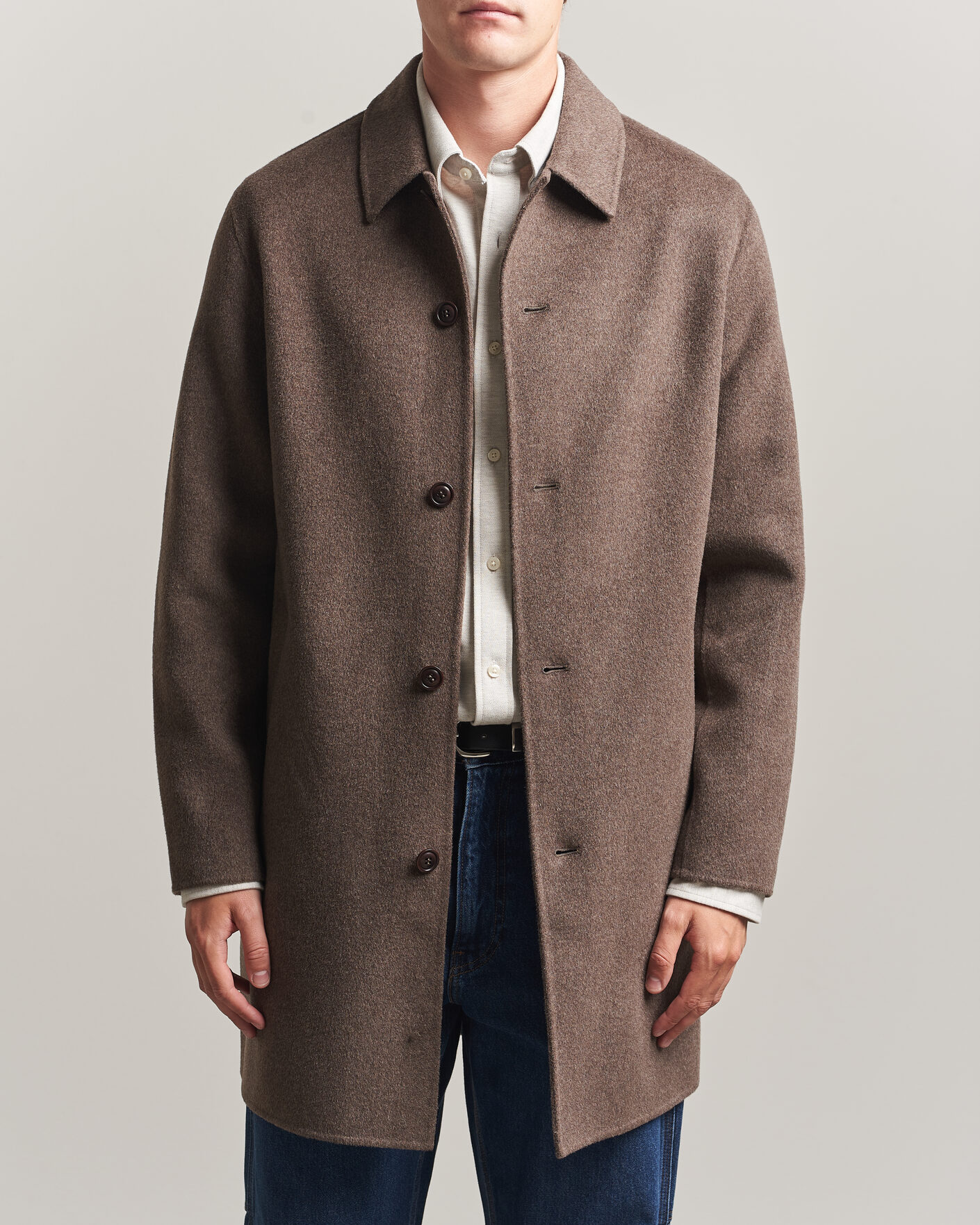 Homme | Manteaux Et Vestes | Gant | Handstitched Wool/Cashmere Top Coat Shadow Brown