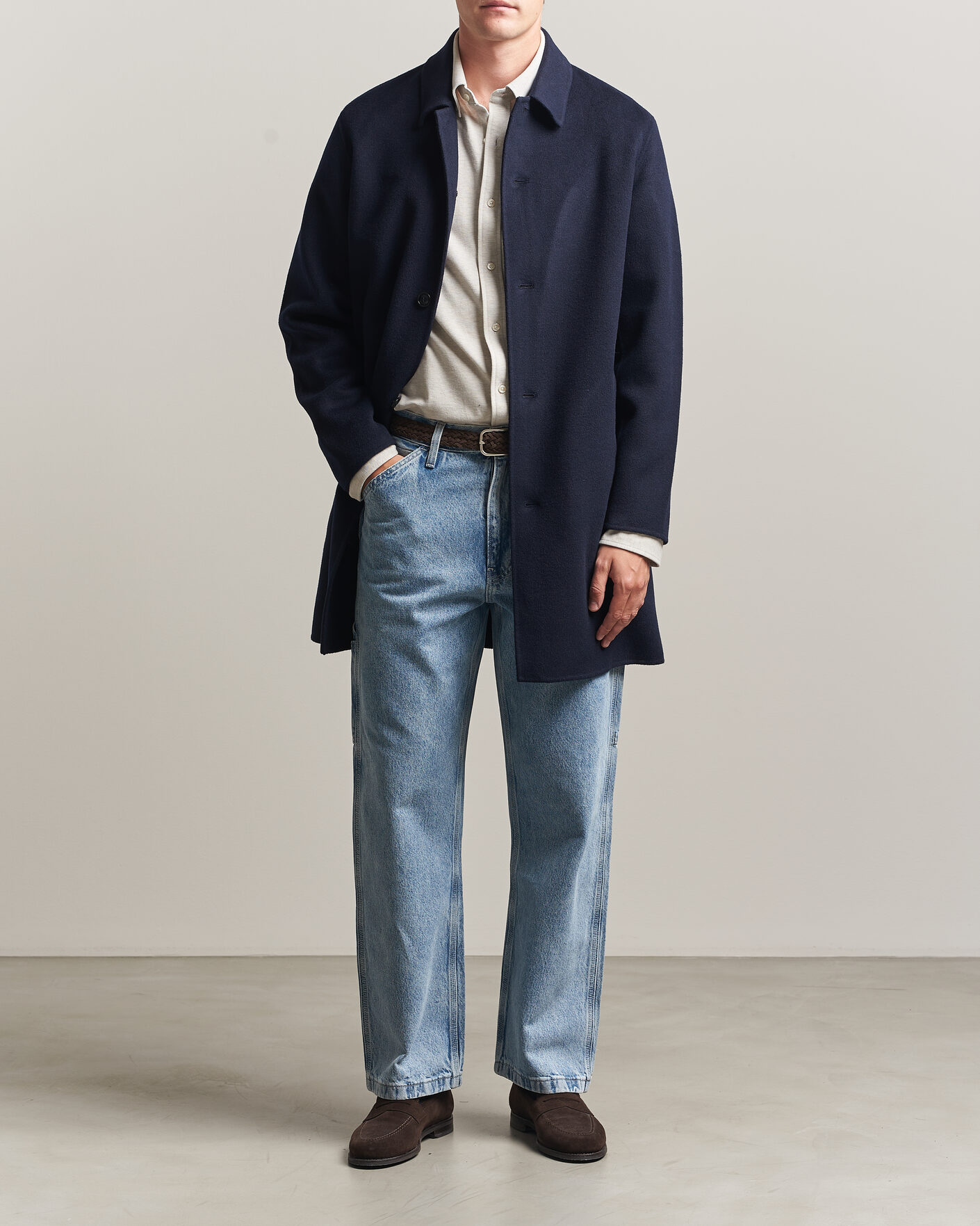 Homme | Manteaux Et Vestes | Gant | Handstitched Wool/Cashmere Top Coat Evening Blue