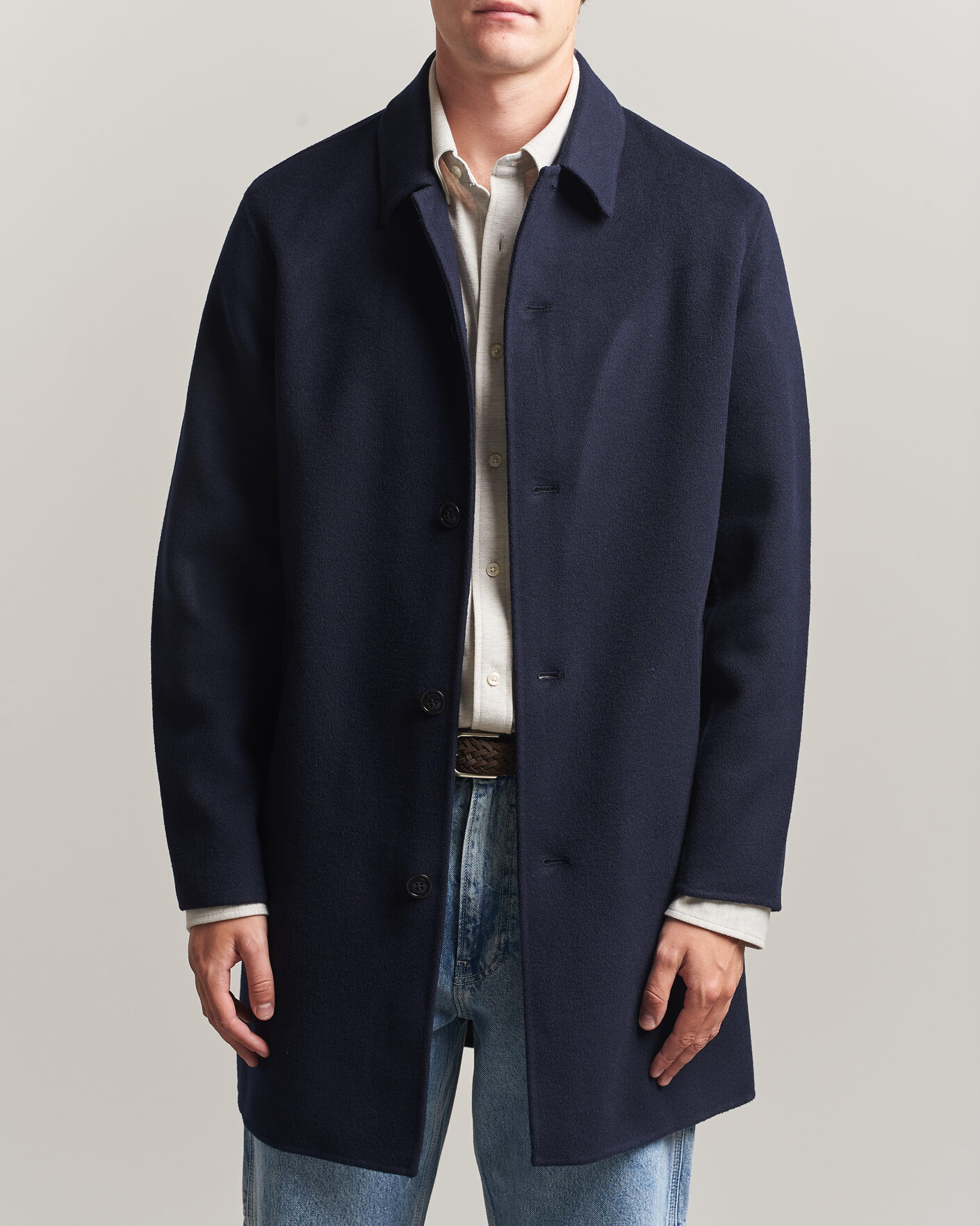 Homme | Manteaux Et Vestes | Gant | Handstitched Wool/Cashmere Top Coat Evening Blue